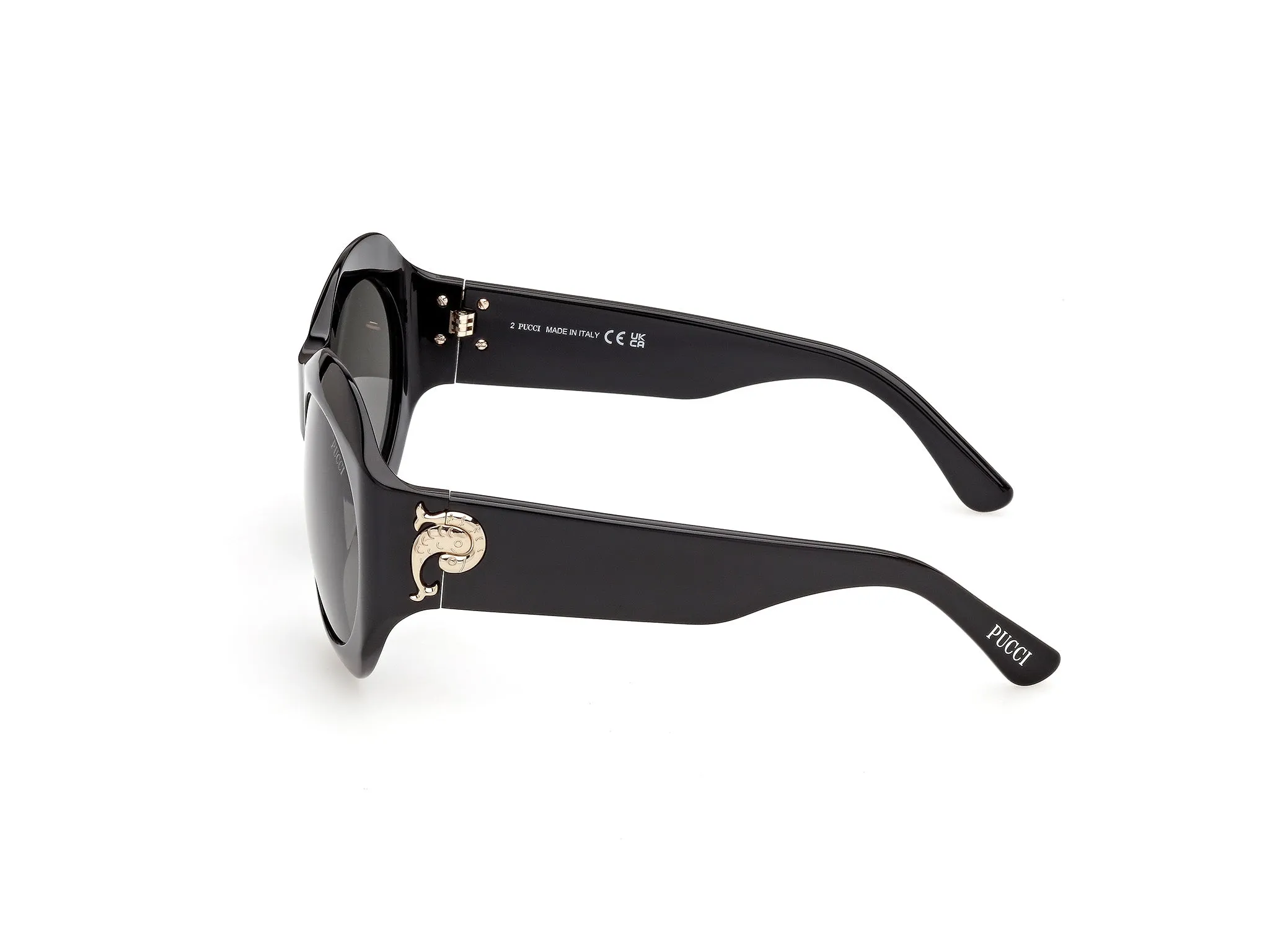 Emilio Pucci EP0260 01A Occhiali da sole Acetato Nero Fumo Rotonda Normale - immagine 3