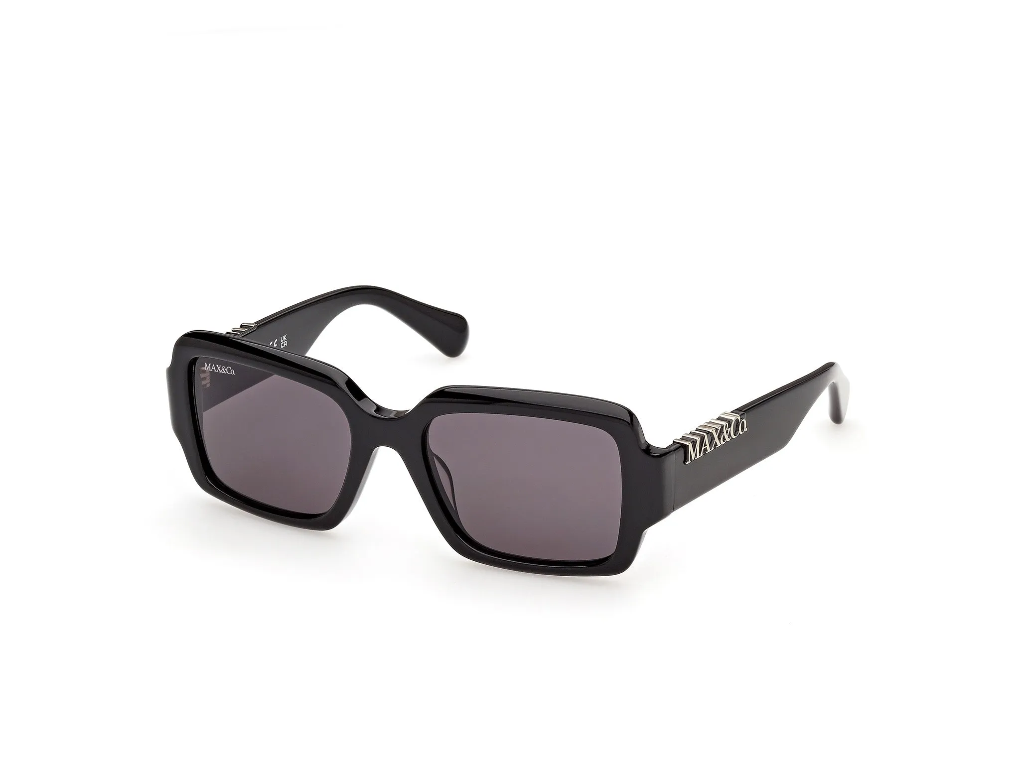 MAX&Co MO0168 01A Occhiali da sole Acetato Nero Fumo Squadrata Normale - immagine 1