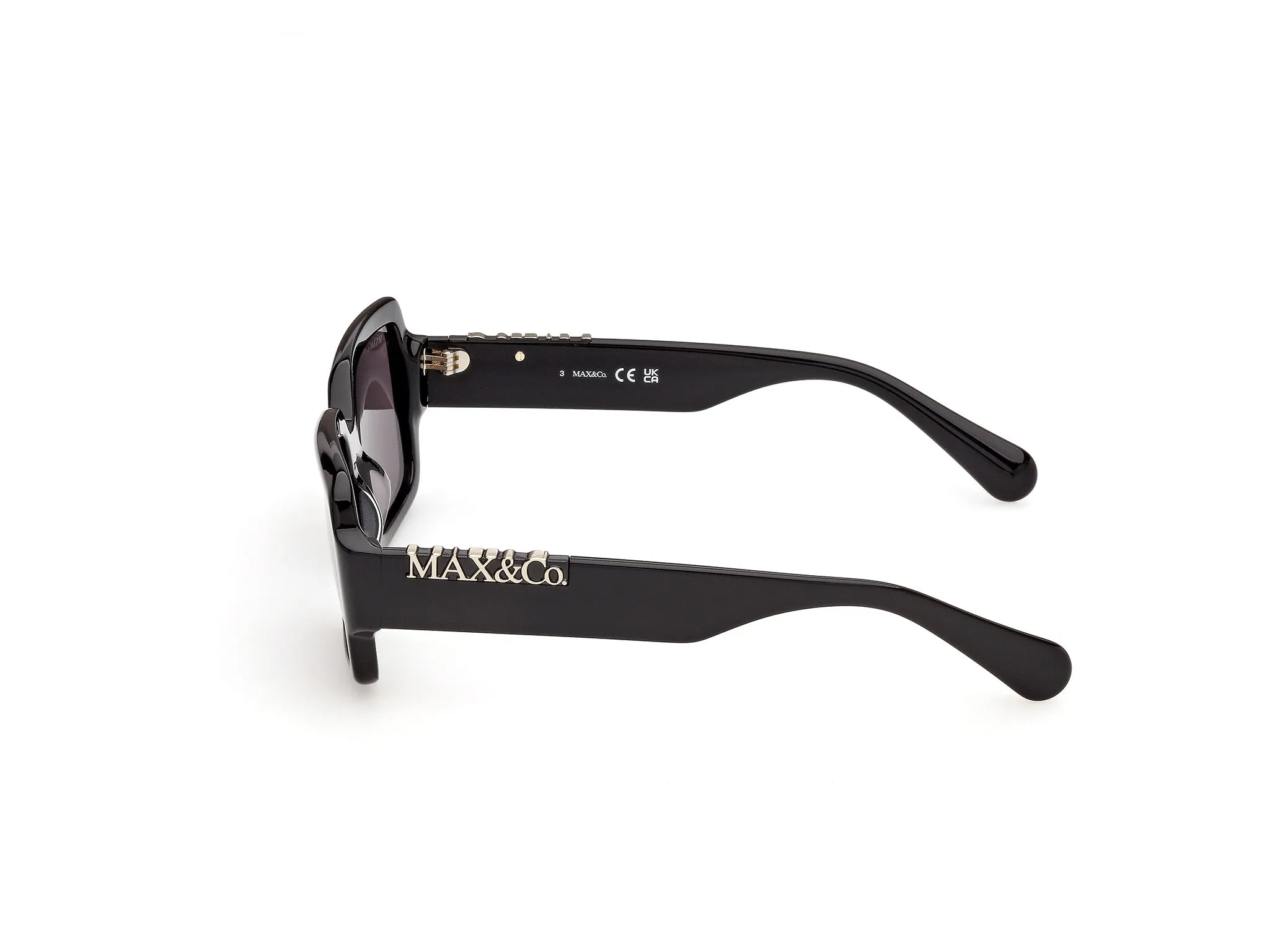 MAX&Co MO0168 01A Occhiali da sole Acetato Nero Fumo Squadrata Normale - immagine 3