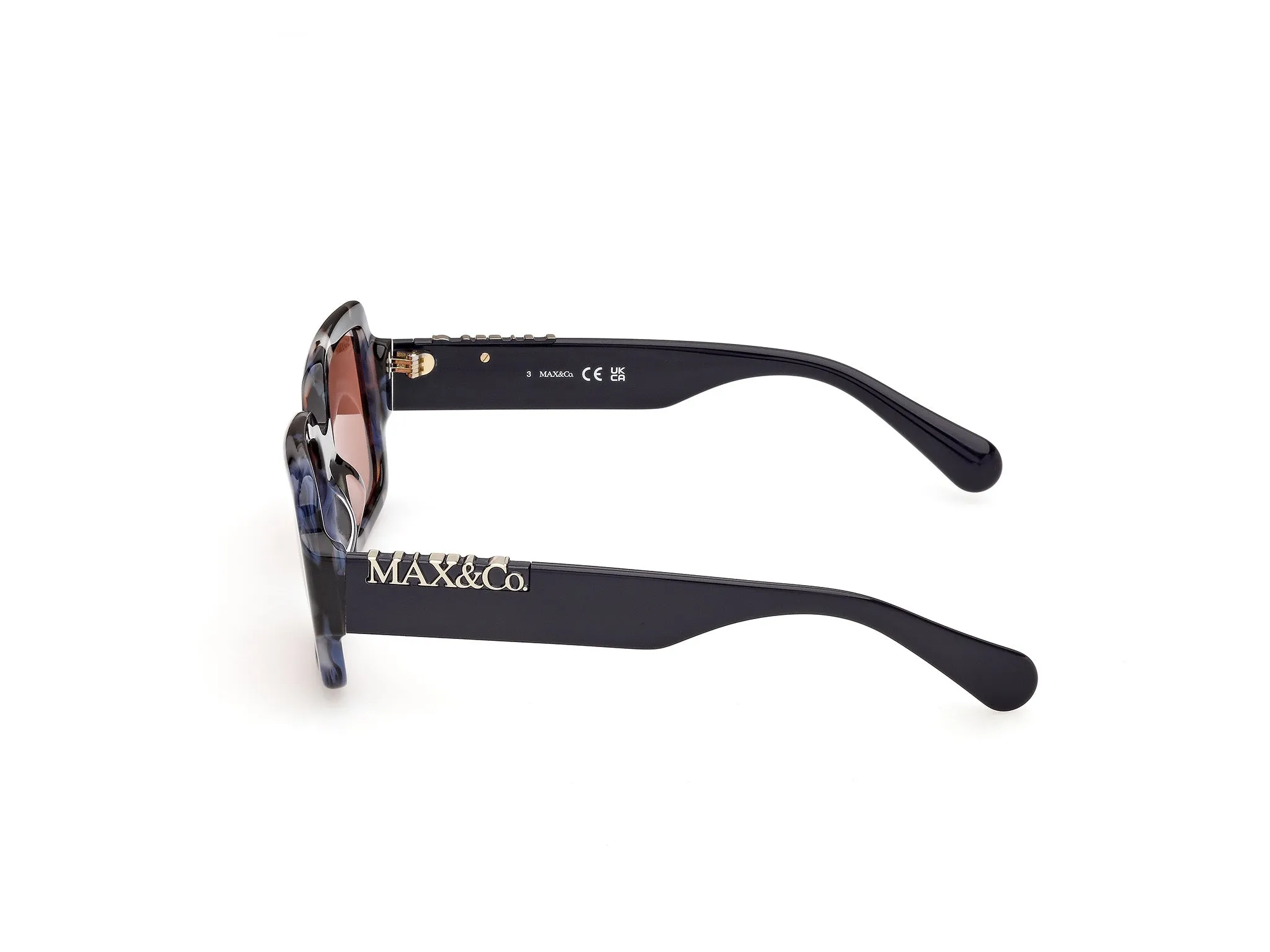MAX&Co MO0168 55S Occhiali da sole Acetato Havana Bordeaux Squadrata Normale - immagine 3