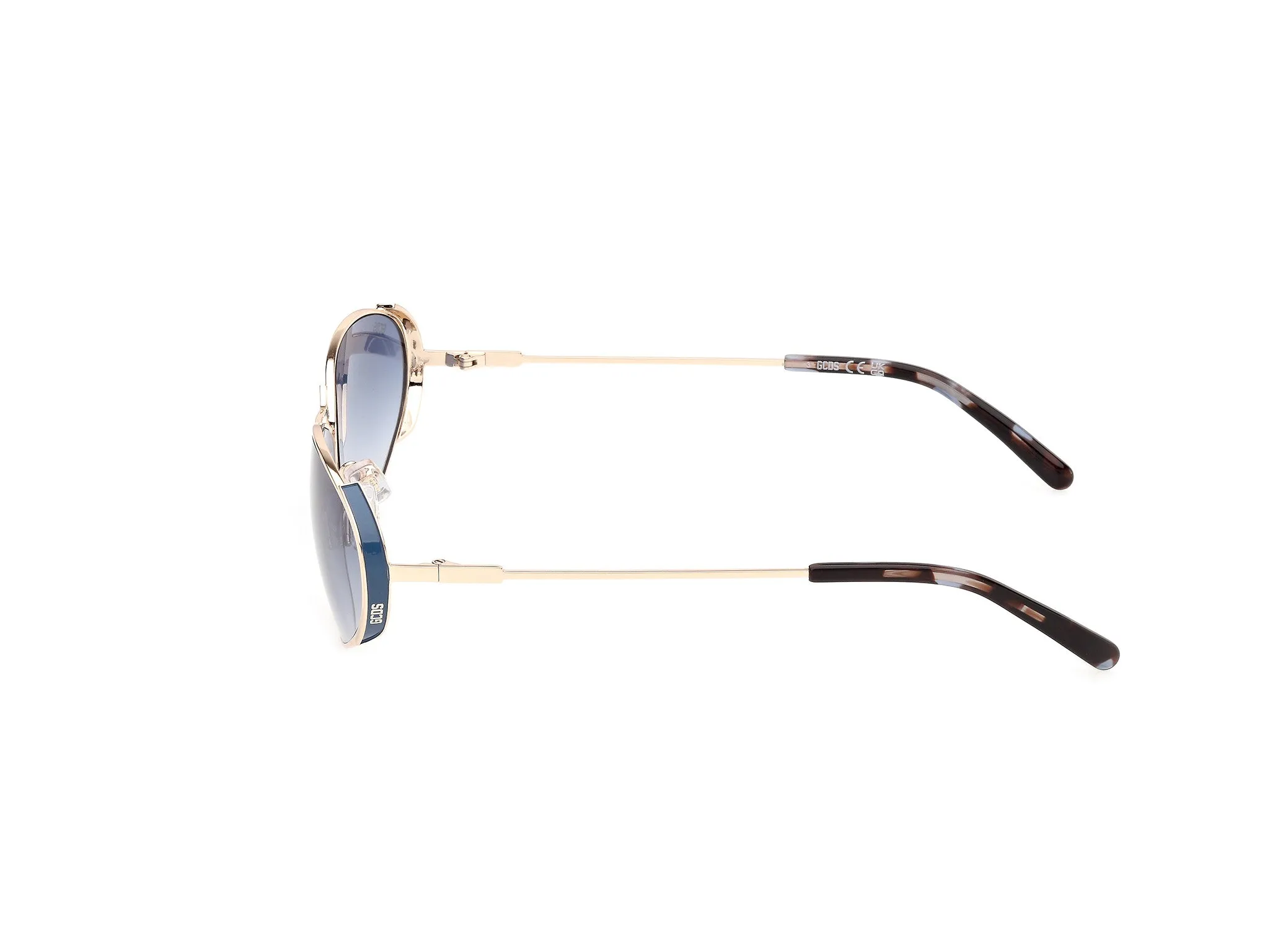 GCDS GD0082 32W Occhiali da sole Metallo Oro Blu Rotonda Normale - immagine 3
