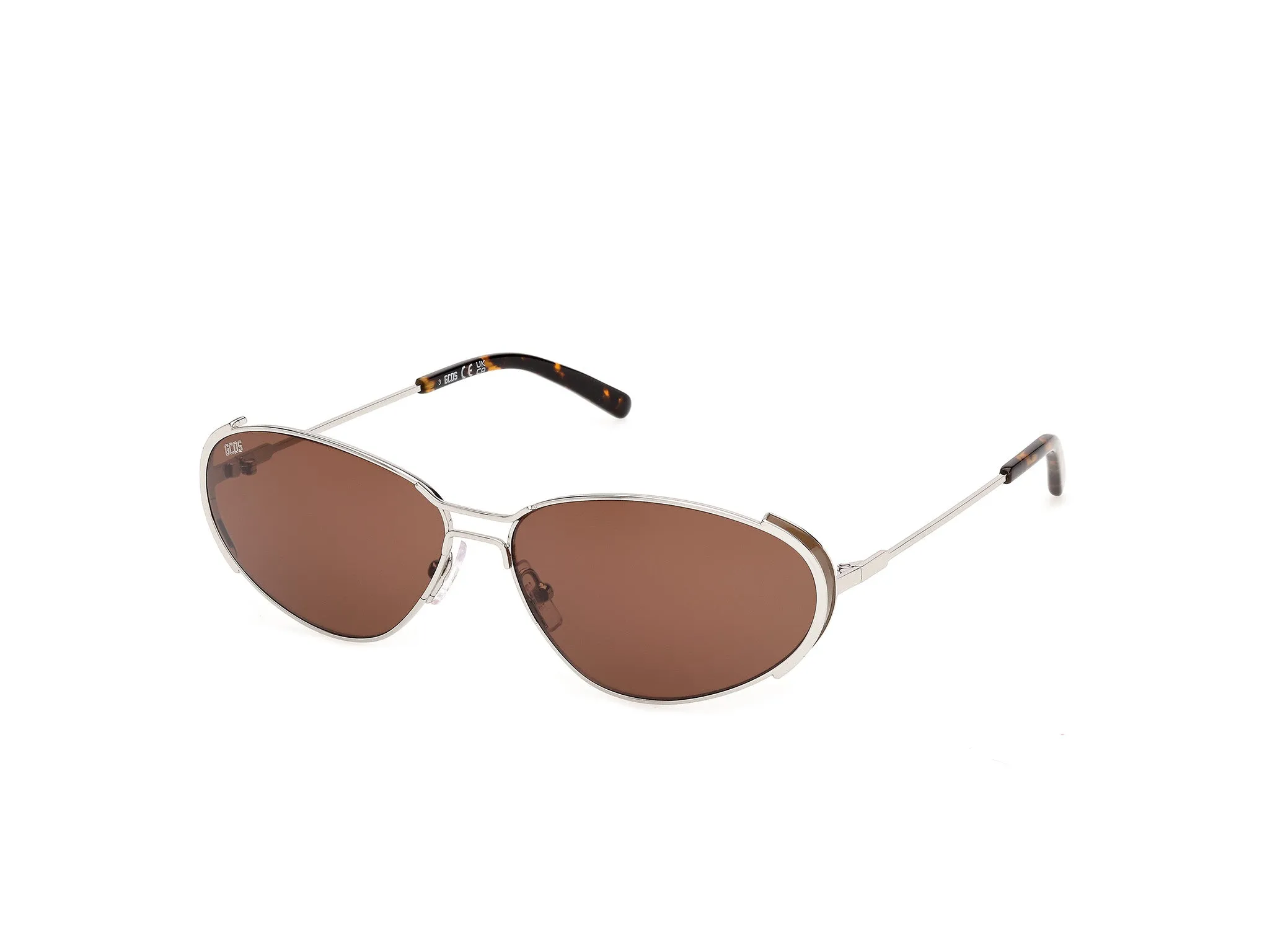 GCDS GD0082 16E Occhiali da sole Metallo Palladio Marrone Rotonda Normale - immagine 1
