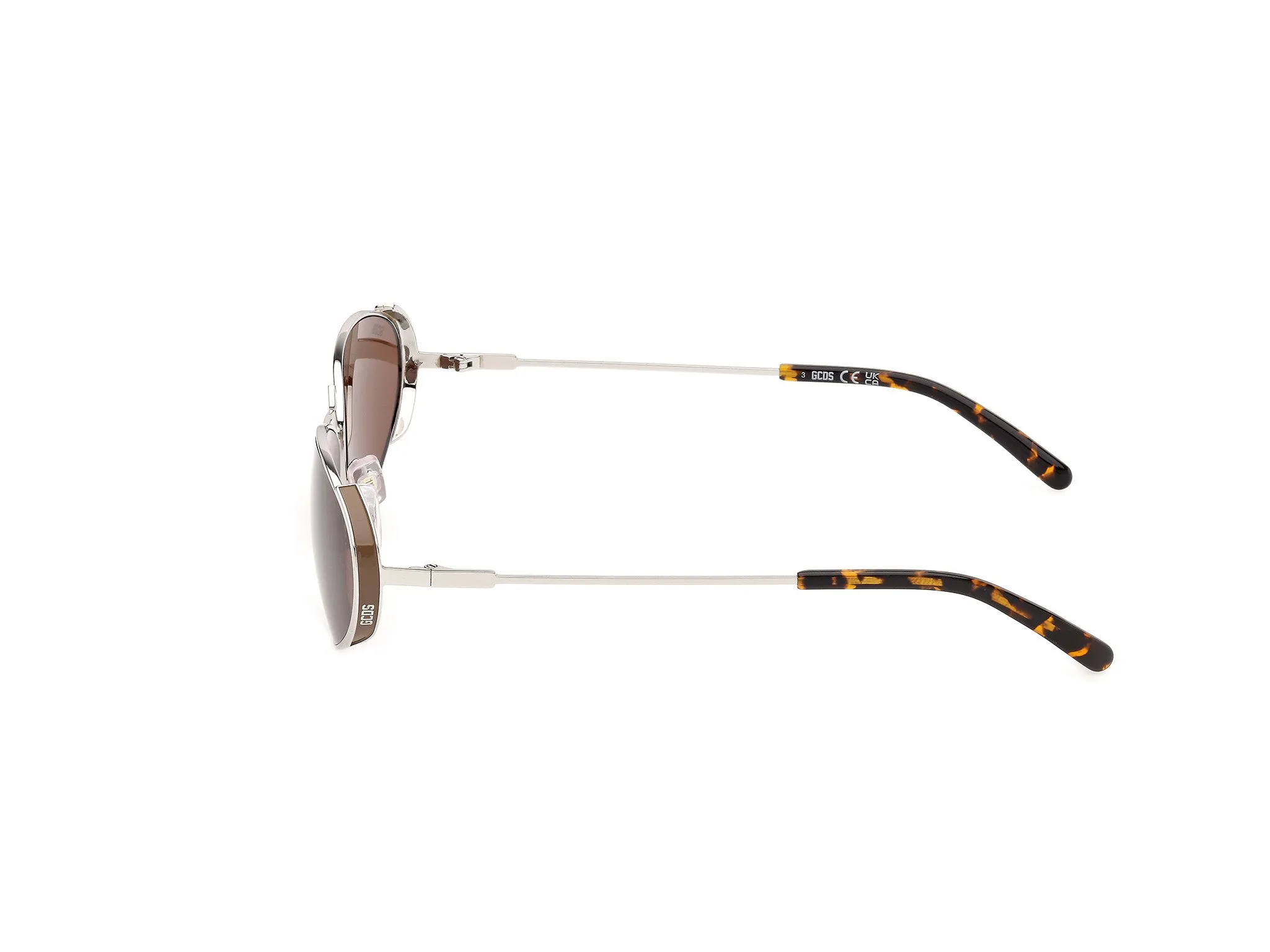 GCDS GD0082 16E Occhiali da sole Metallo Palladio Marrone Rotonda Normale - immagine 3