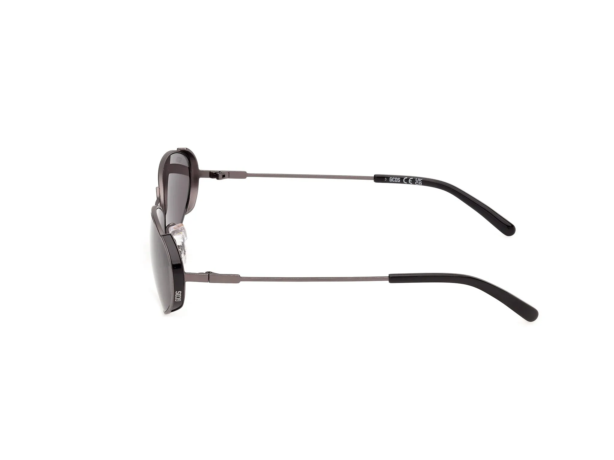 GCDS GD0082 09A Occhiali da sole Metallo Canna di fucile Fumo Rotonda Normale - immagine 3