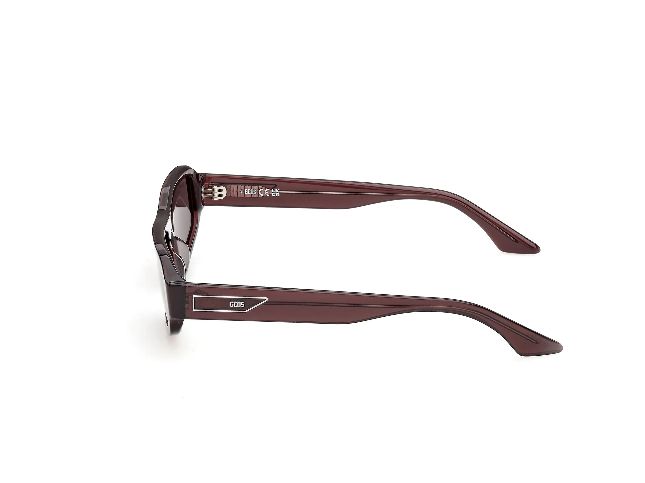 GCDS GD0081 48Y Occhiali da sole Acetato Marrone Viola Squadrata Normale - immagine 3