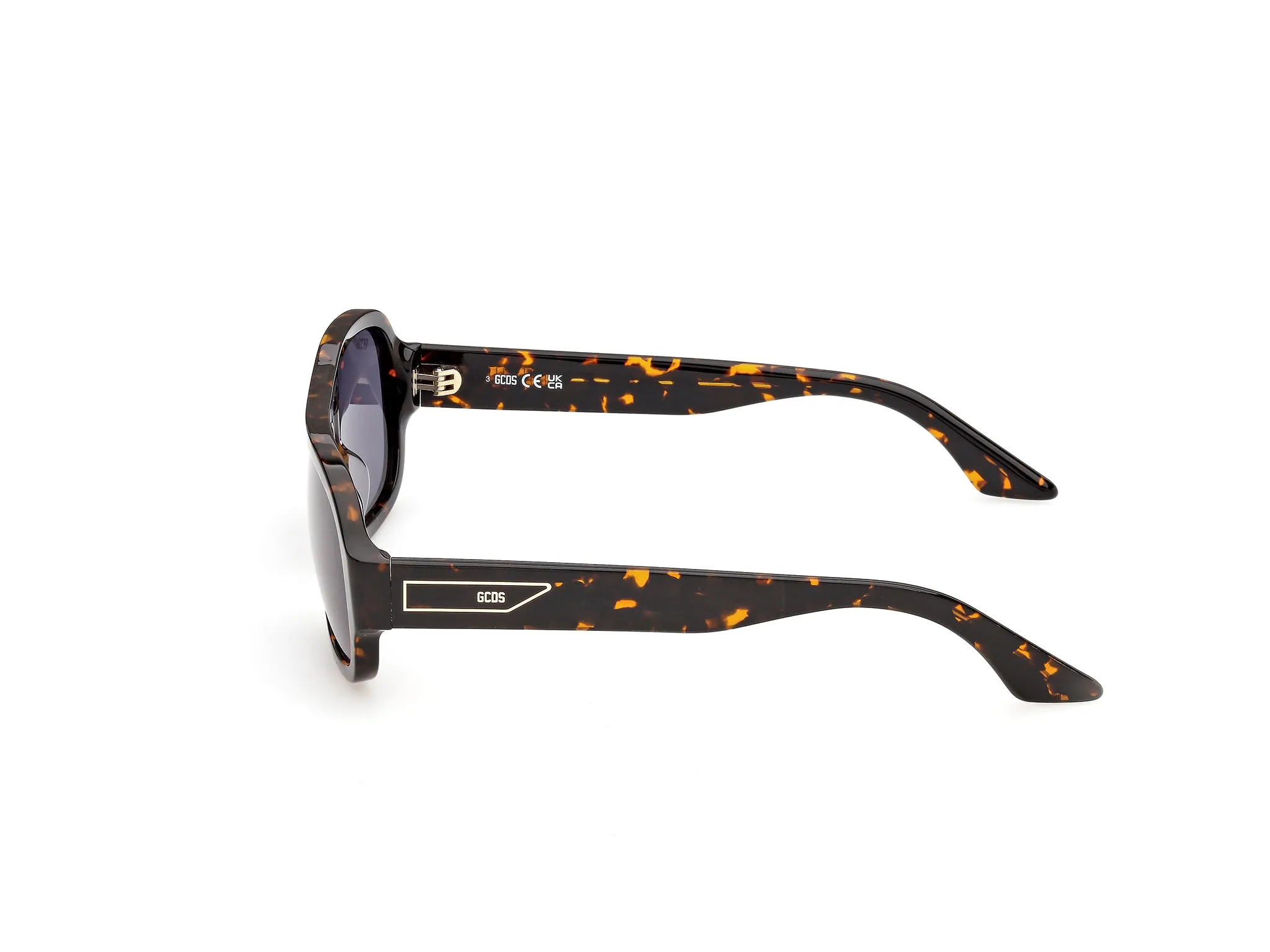 GCDS GD0080 52V Occhiali da sole Acetato Havana Blu Geometrica Normale - immagine 3
