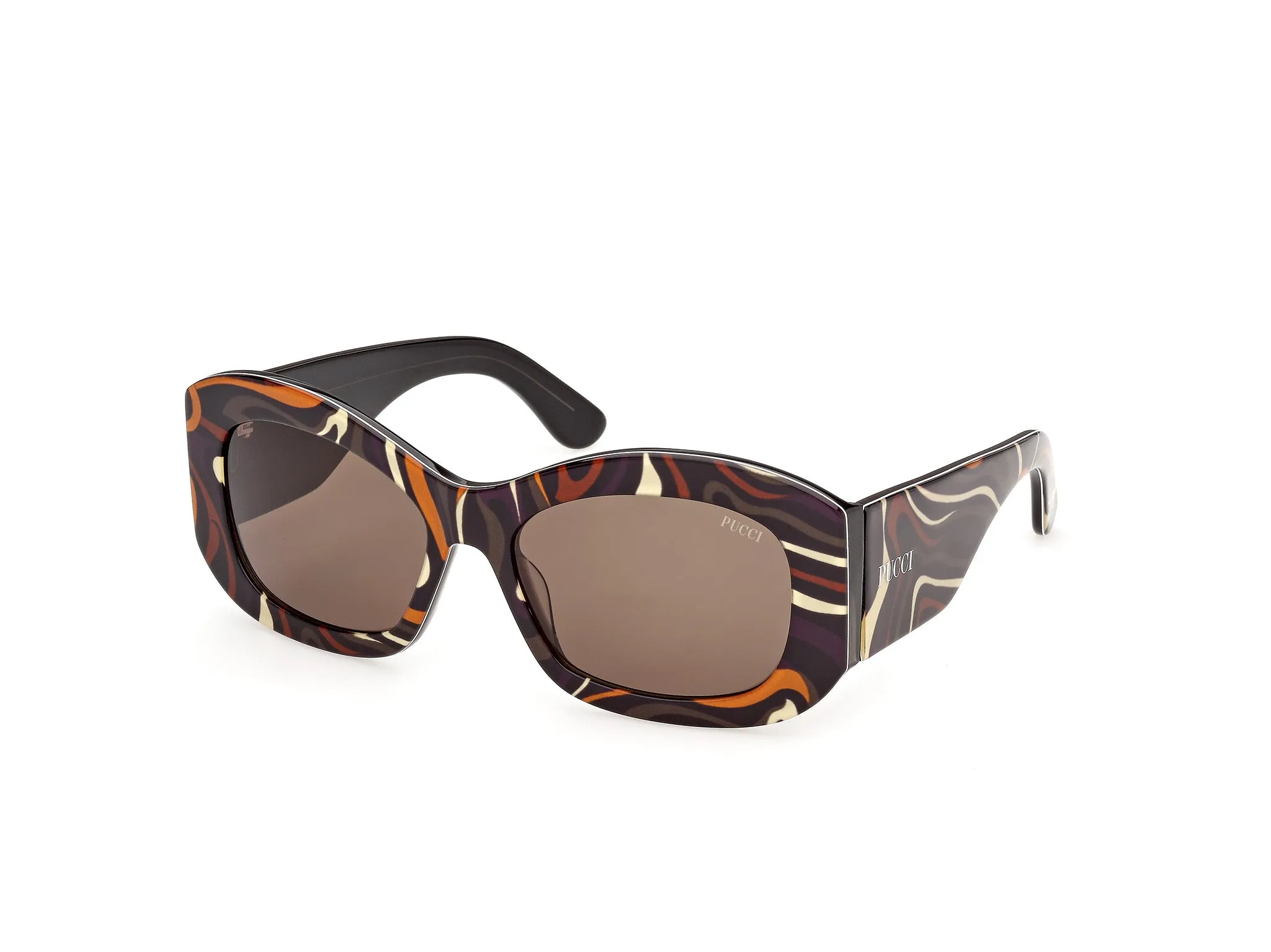Emilio Pucci EP0263 99E Occhiali da sole Acetato Multi-colore Marrone Squadrata Normale - immagine 1