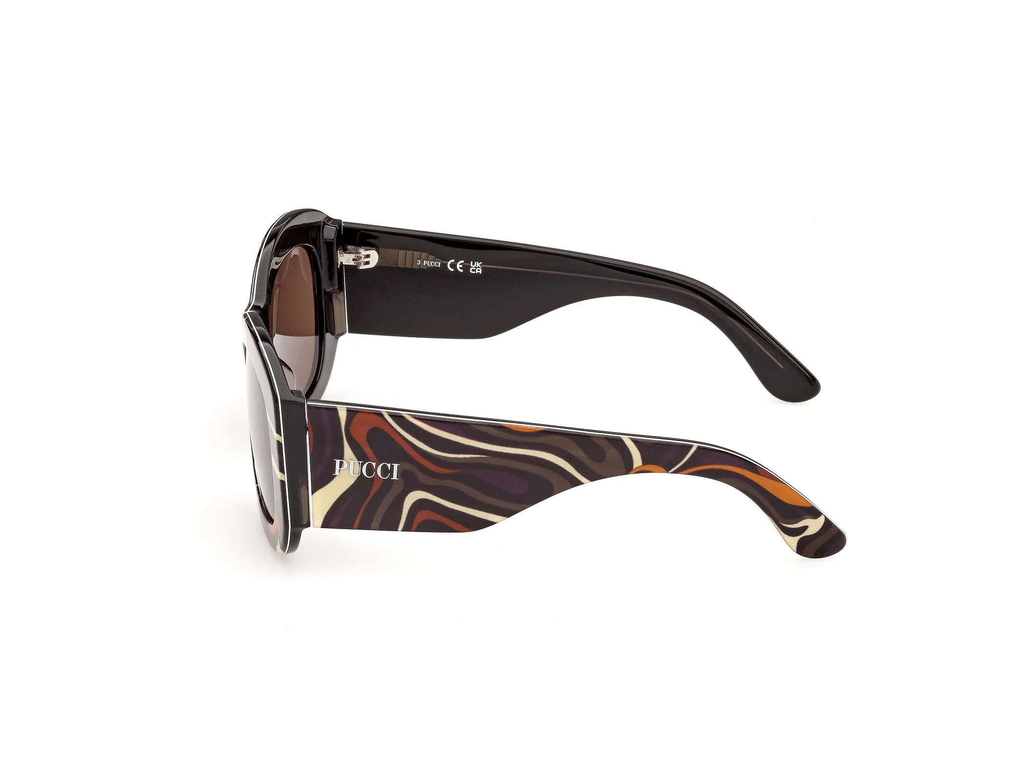 Emilio Pucci EP0263 99E Occhiali da sole Acetato Multi-colore Marrone Squadrata Normale - immagine 3