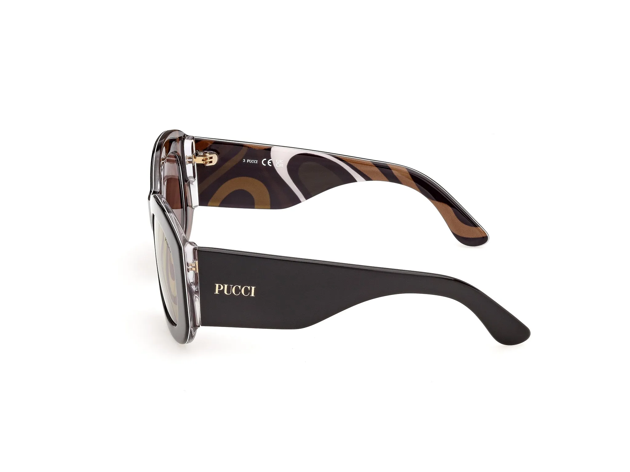 Emilio Pucci EP0263 05G Occhiali da sole Acetato Nero Marrone Squadrata Normale - immagine 3