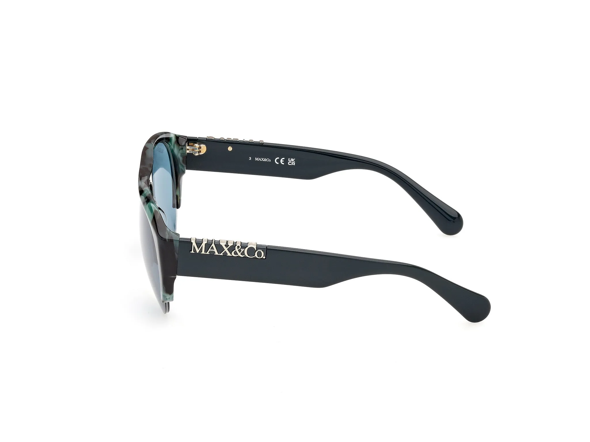 MAX&Co MO0167 55N Occhiali da sole Acetato Havana Verde Pilot Normale - immagine 3
