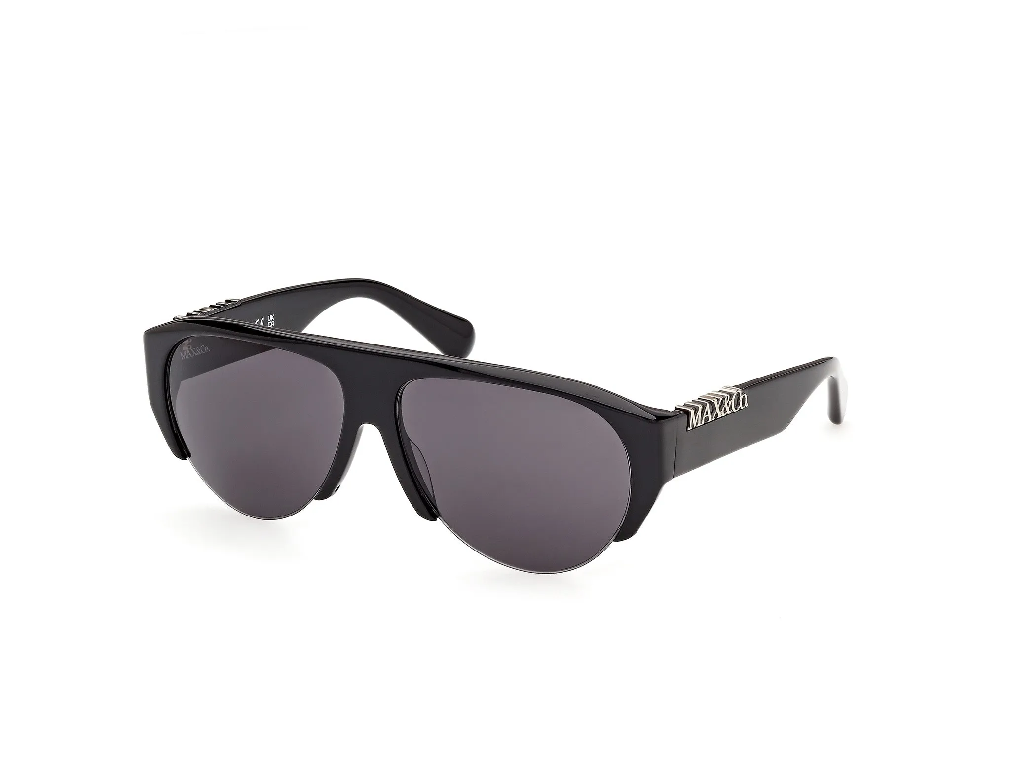 MAX&Co MO0167 01A Occhiali da sole Acetato Nero Fumo Pilot Normale - immagine 1