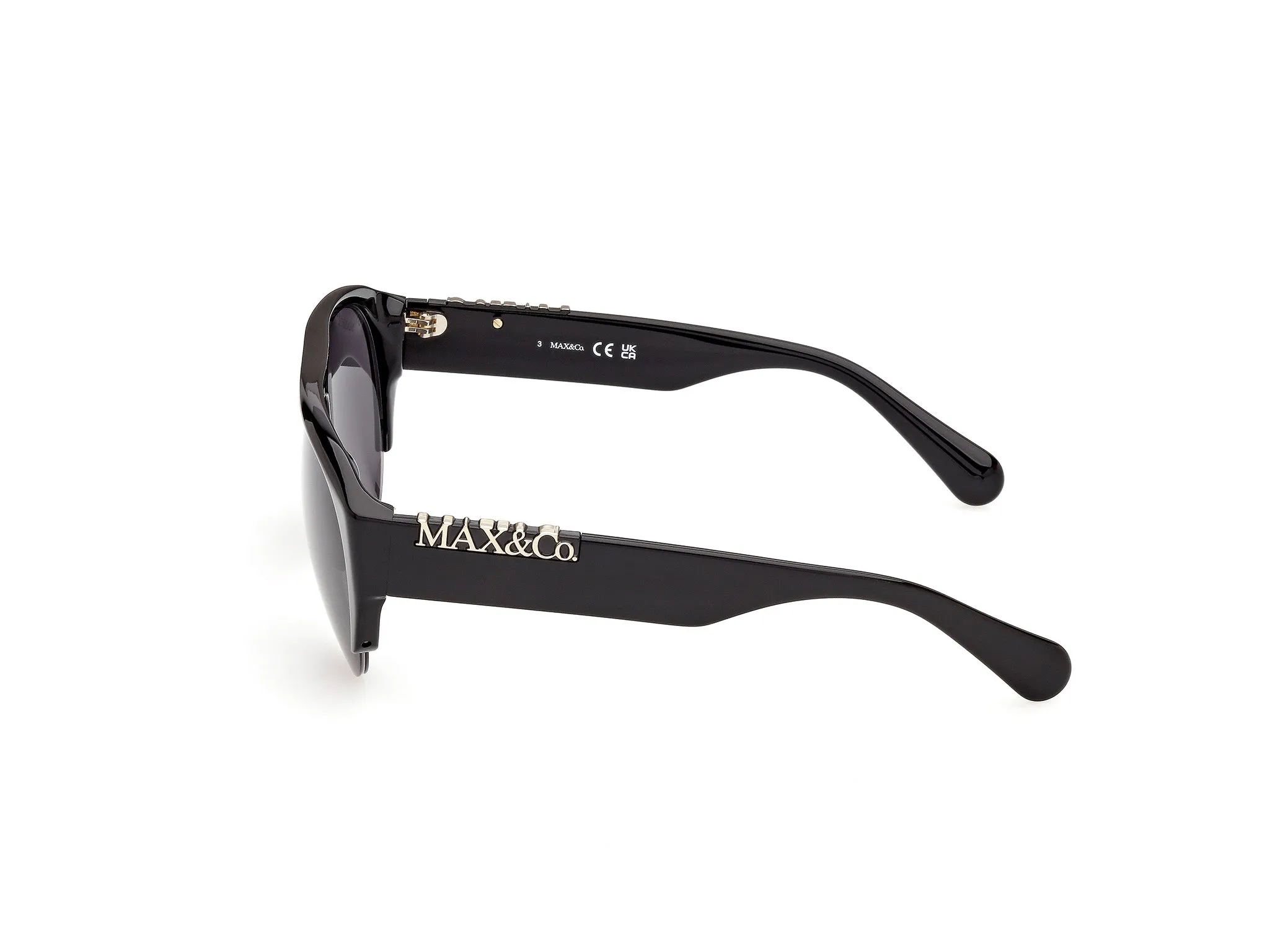 MAX&Co MO0167 01A Occhiali da sole Acetato Nero Fumo Pilot Normale - immagine 3
