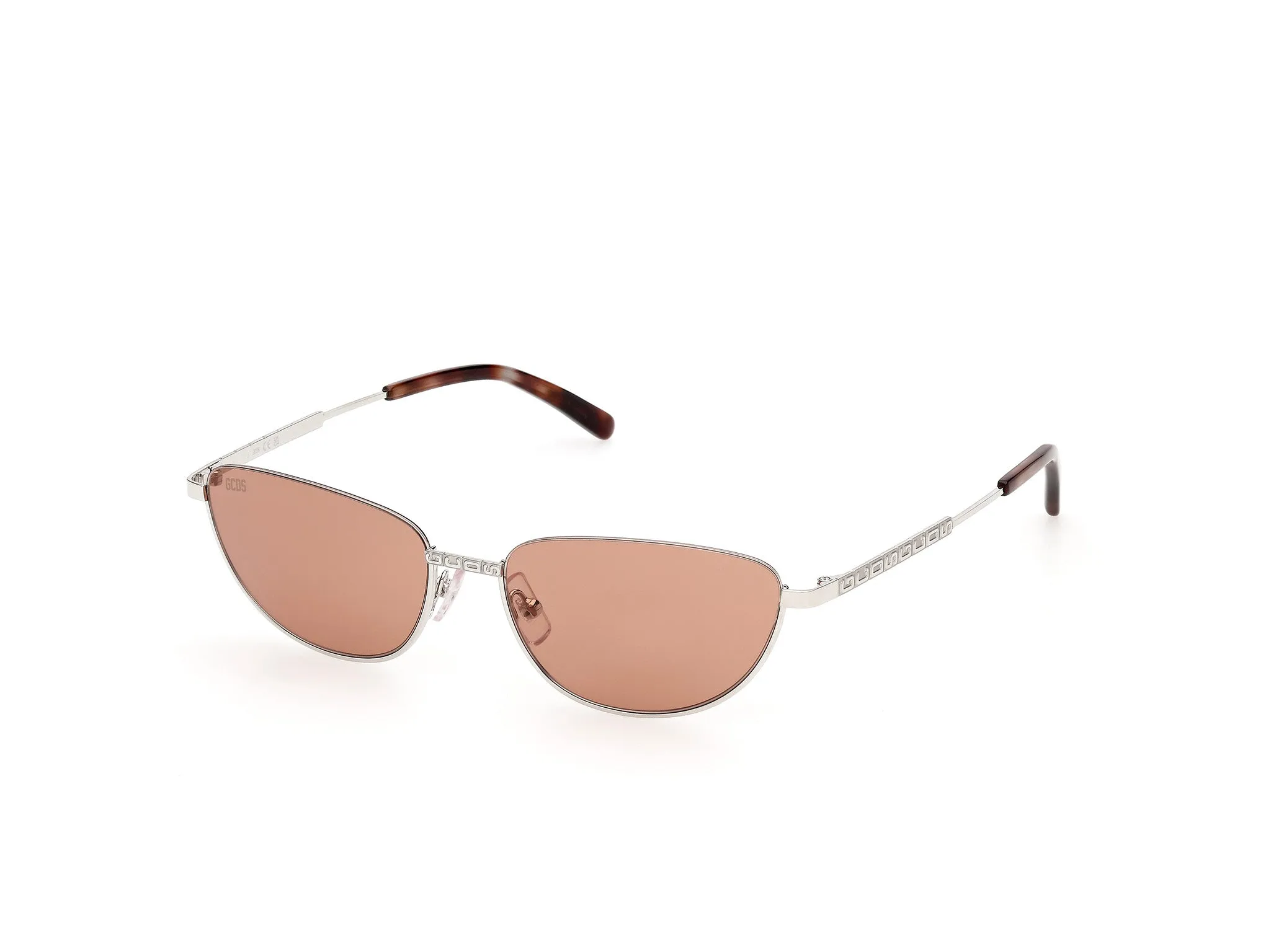 GCDS GD0084 16E Occhiali da sole Metallo Palladio Marrone Cat Eye Normale - immagine 1
