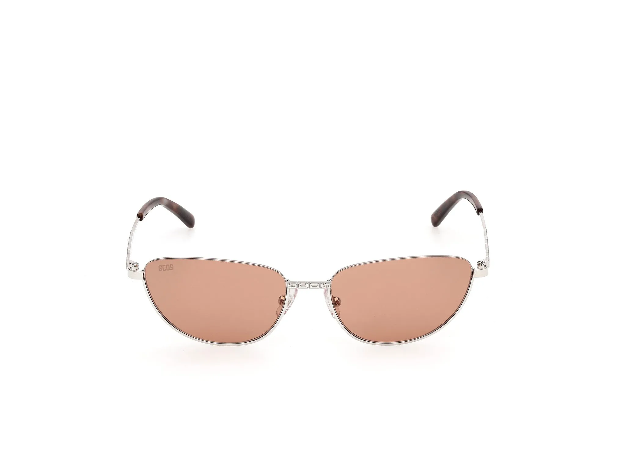 GCDS GD0084 16E Occhiali da sole Metallo Palladio Marrone Cat Eye Normale - immagine 2