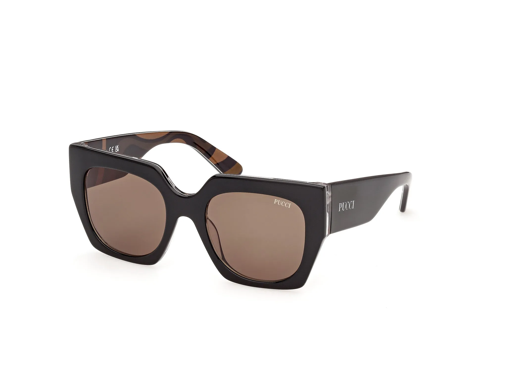 Emilio Pucci EP0262 05E Occhiali da sole Acetato Nero Marrone Geometrica Normale - immagine 1