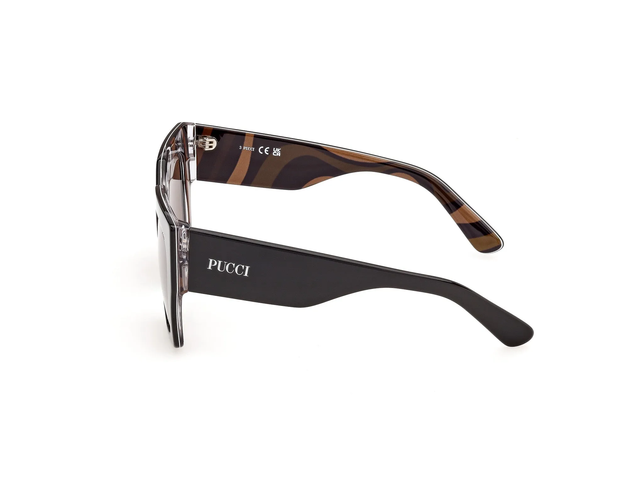 Emilio Pucci EP0262 05E Occhiali da sole Acetato Nero Marrone Geometrica Normale - immagine 3
