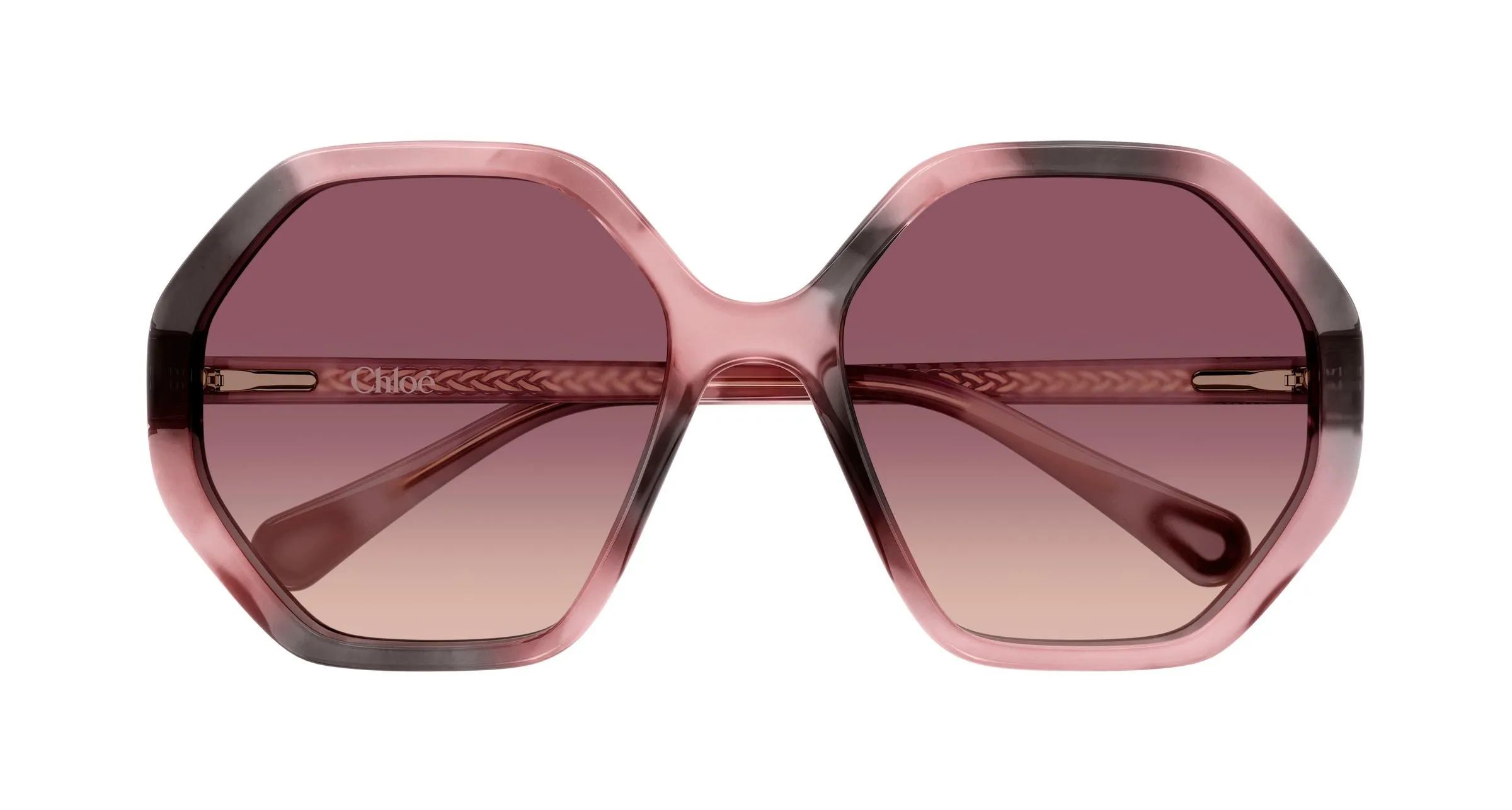 Chloé CC0004S 010 Occhiali da sole Acetato Havana Rosso Geometrica Sfumato - immagine 2