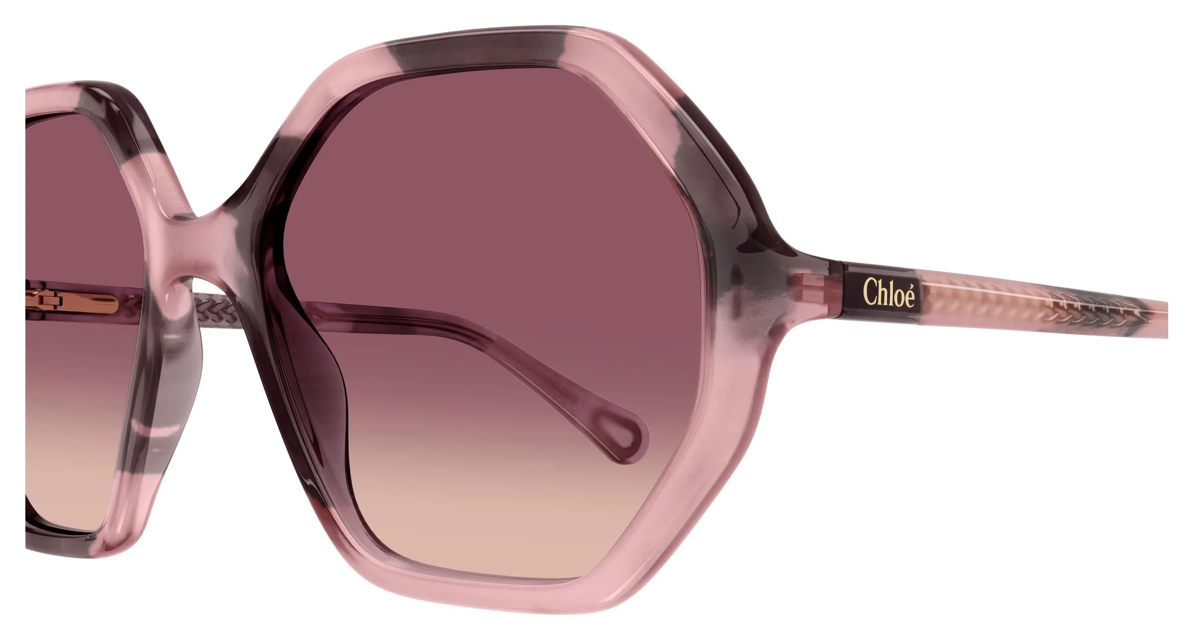 Chloé CC0004S 010 Occhiali da sole Acetato Havana Rosso Geometrica Sfumato - immagine 3