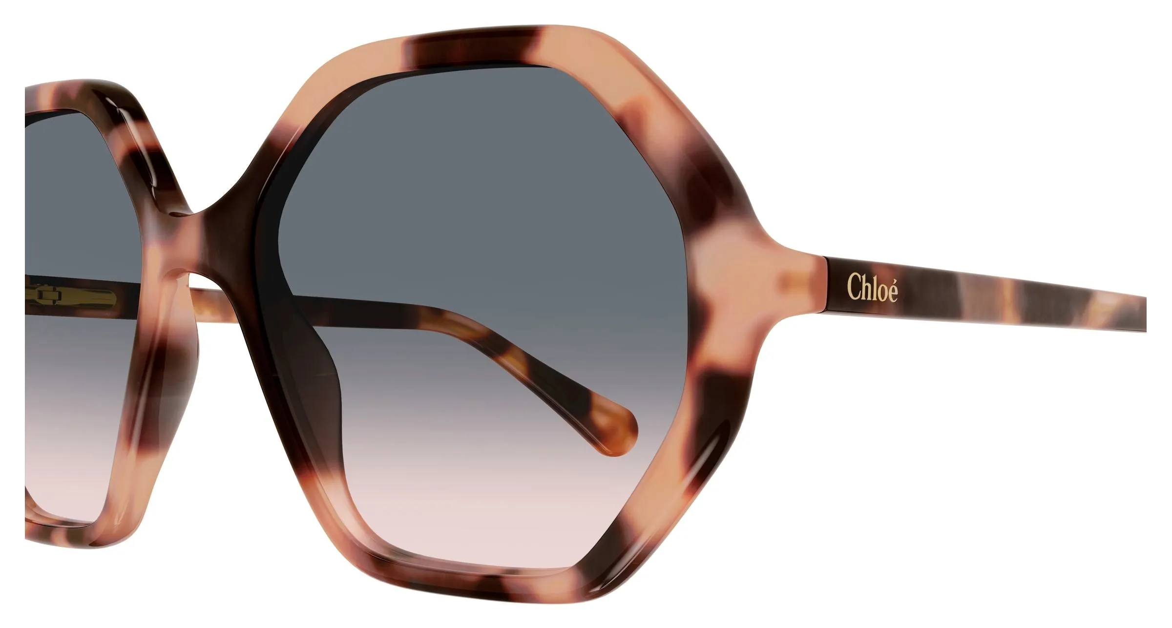 Chloé CC0004S 009 Occhiali da sole Acetato Havana Grigio Geometrica Sfumato - immagine 3