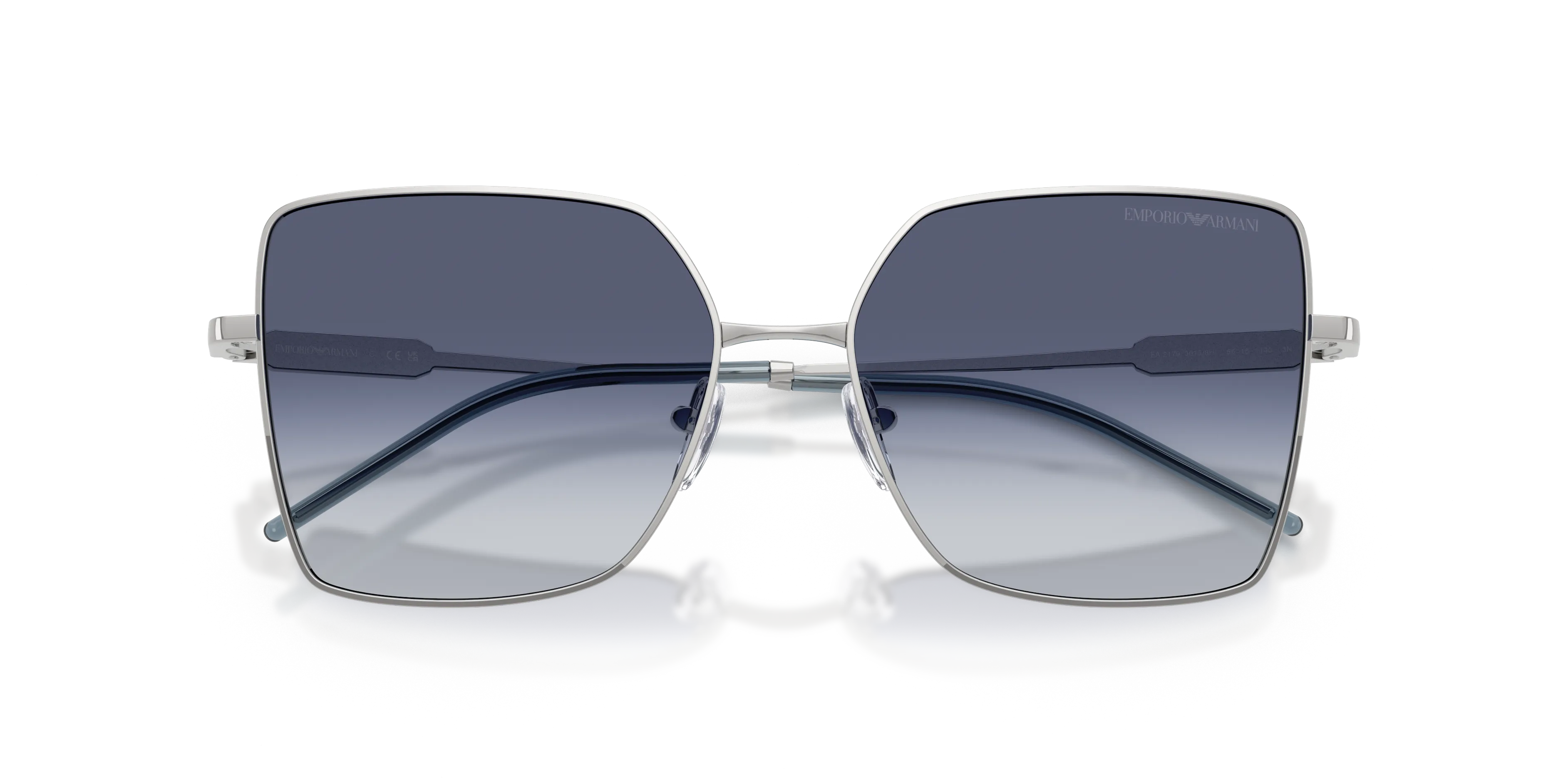 Emporio Armani EA2179 30158H Occhiali da sole Metallo Argento Blu Squadrata Normale Sfumato - immagine 2