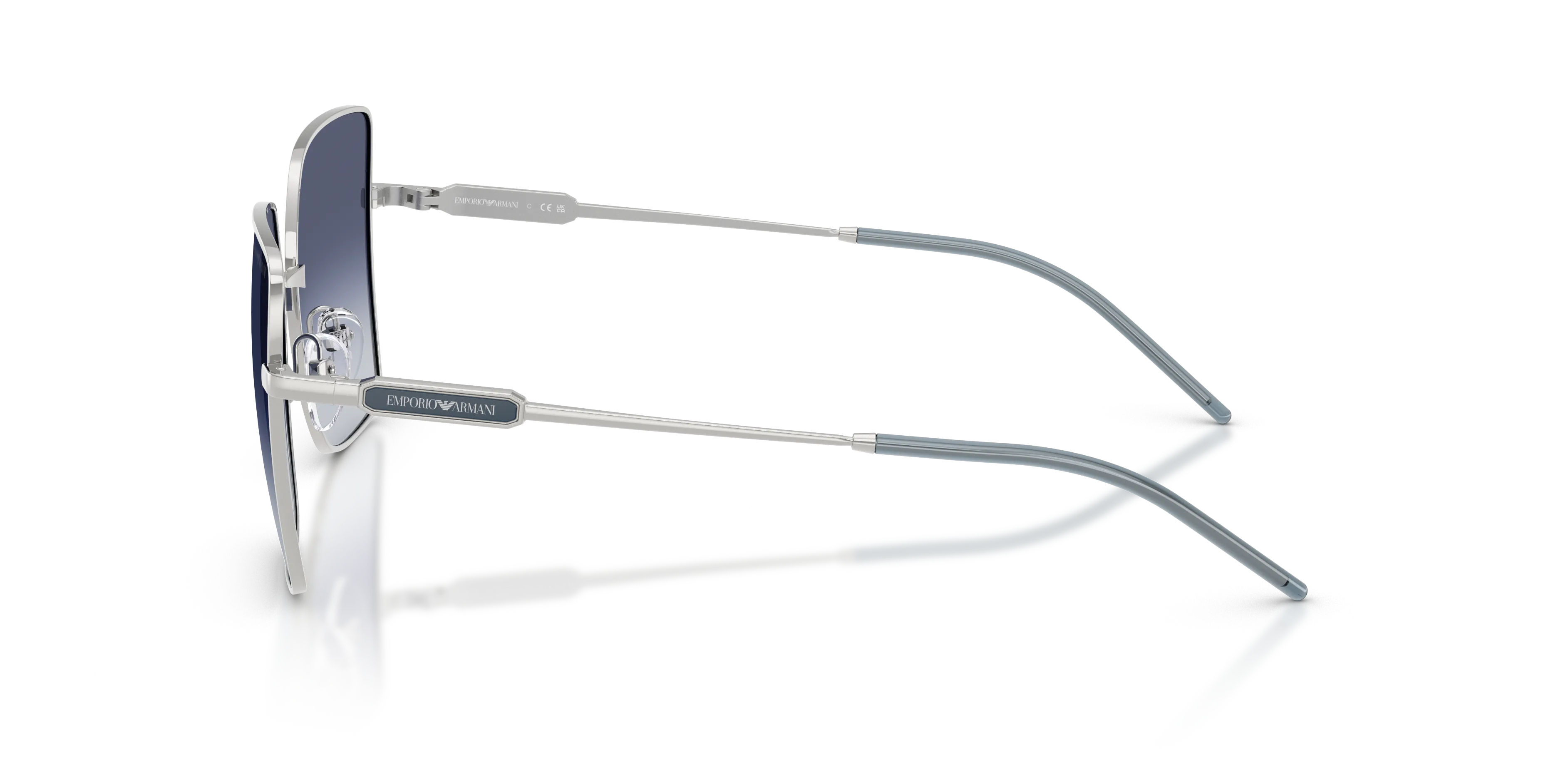Emporio Armani EA2179 30158H Occhiali da sole Metallo Argento Blu Squadrata Normale Sfumato - immagine 4
