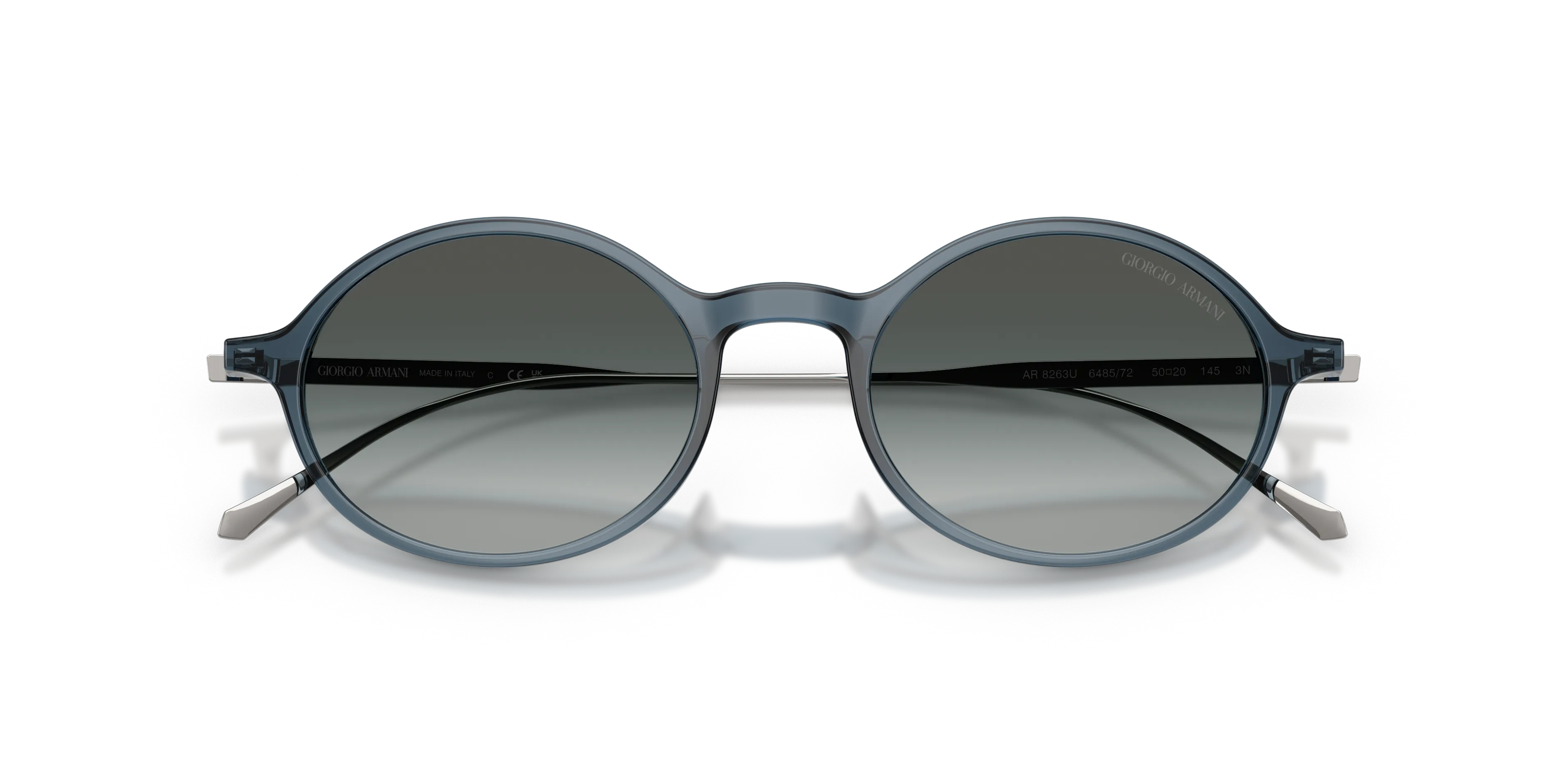 Giorgio Armani AR8263U 648572 Occhiali da sole Iniettato Blu Grigio Rotonda Normale Sfumato - immagine 2