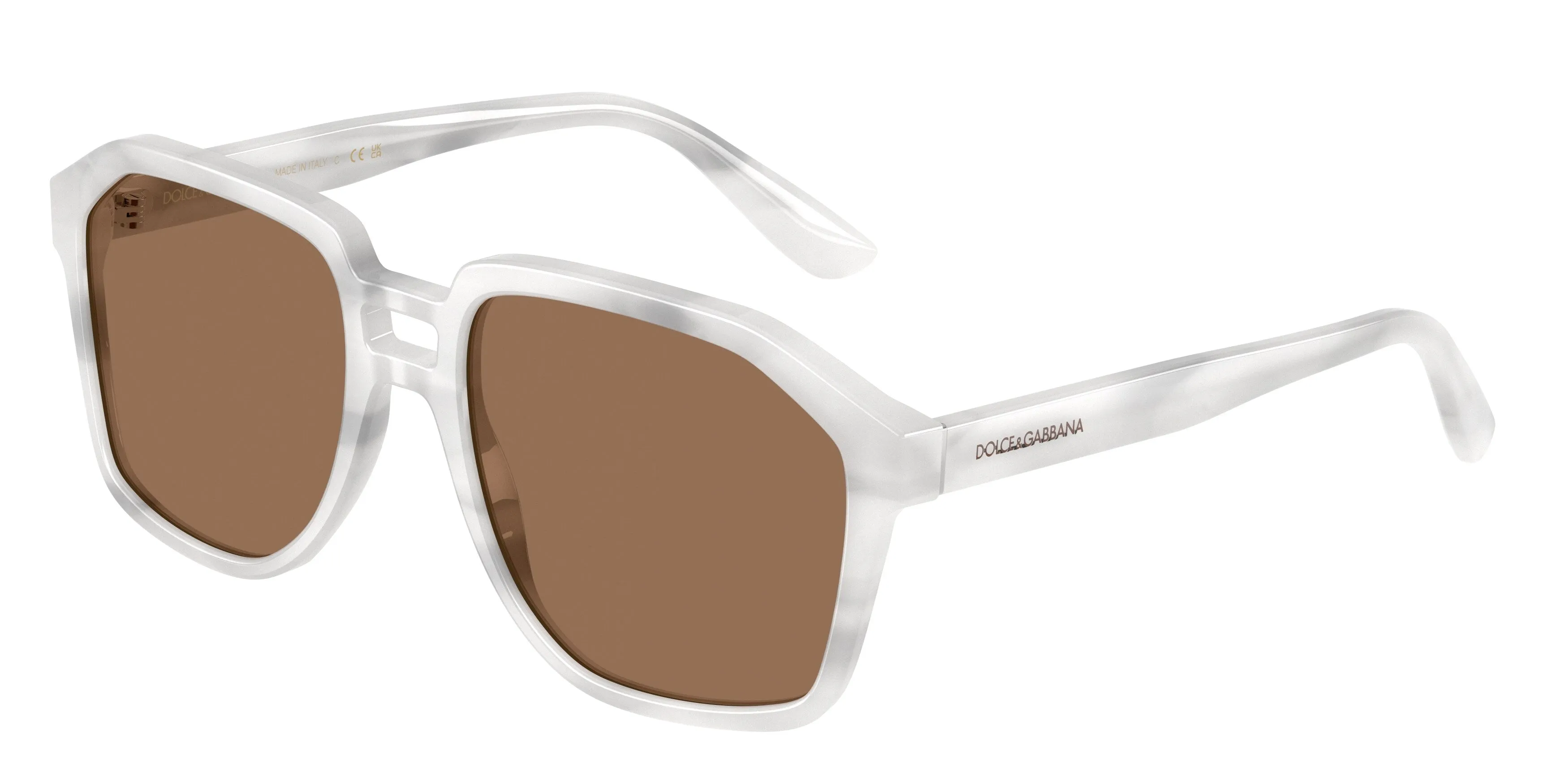 Dolce & Gabbana DG4568 349573 Occhiali da sole Acetato Bianco Marrone Pilot Normale - immagine 1