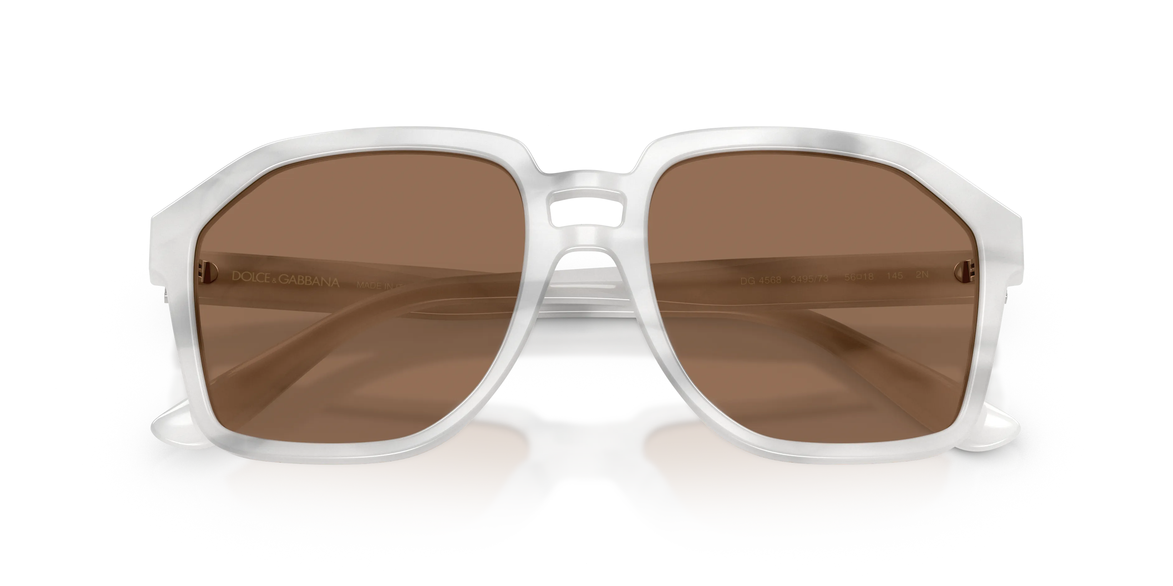 Dolce & Gabbana DG4568 349573 Occhiali da sole Acetato Bianco Marrone Pilot Normale - immagine 2