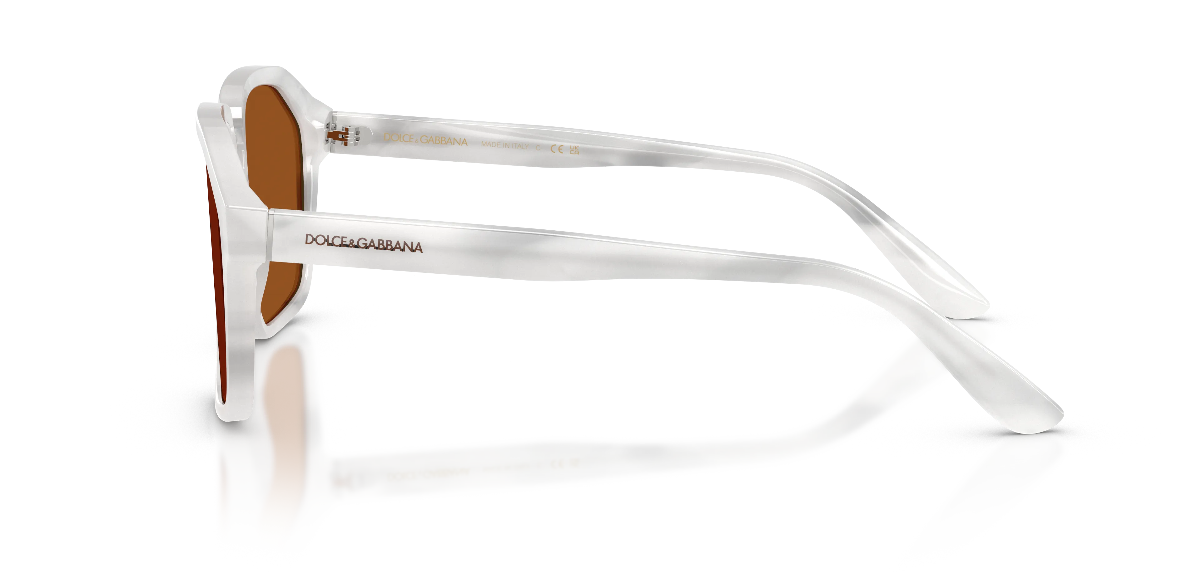 Dolce & Gabbana DG4568 349573 Occhiali da sole Acetato Bianco Marrone Pilot Normale - immagine 4