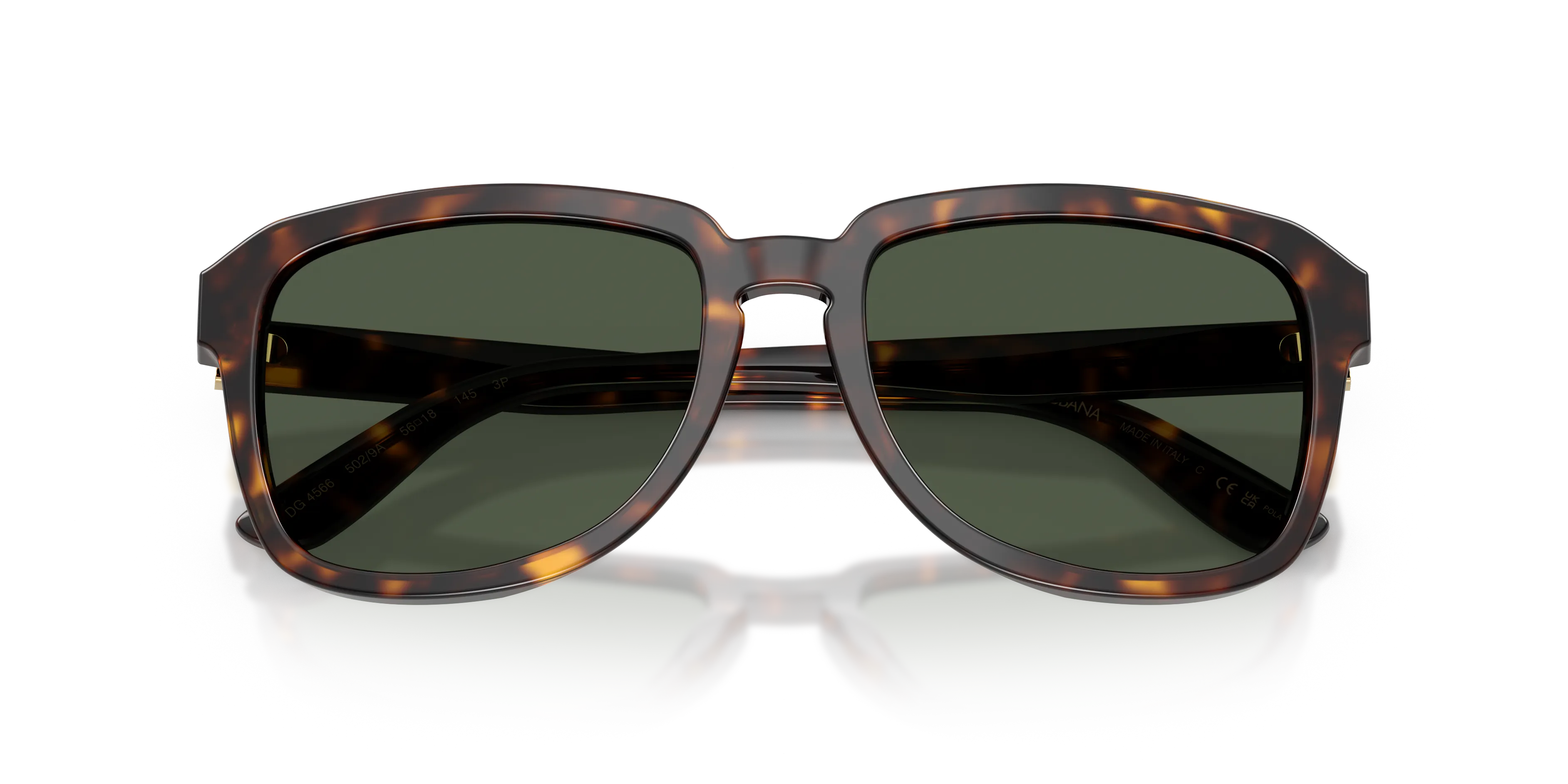 Dolce & Gabbana DG4566 502/9A Occhiali da sole Acetato Tartaruga Verde Squadrata Polarizzata - immagine 2