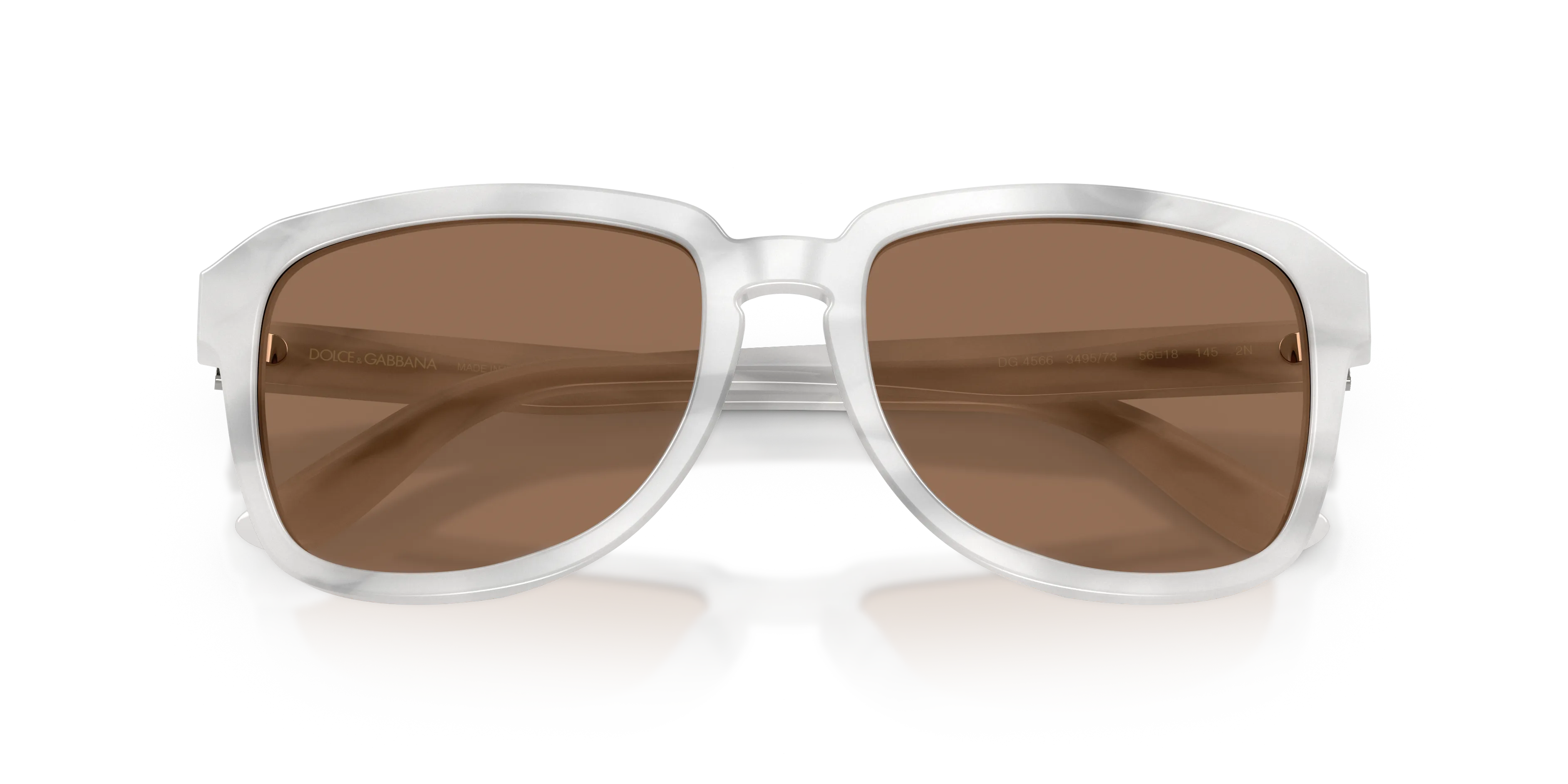 Dolce & Gabbana DG4566 349573 Occhiali da sole Acetato Bianco Marrone Squadrata Normale - immagine 2