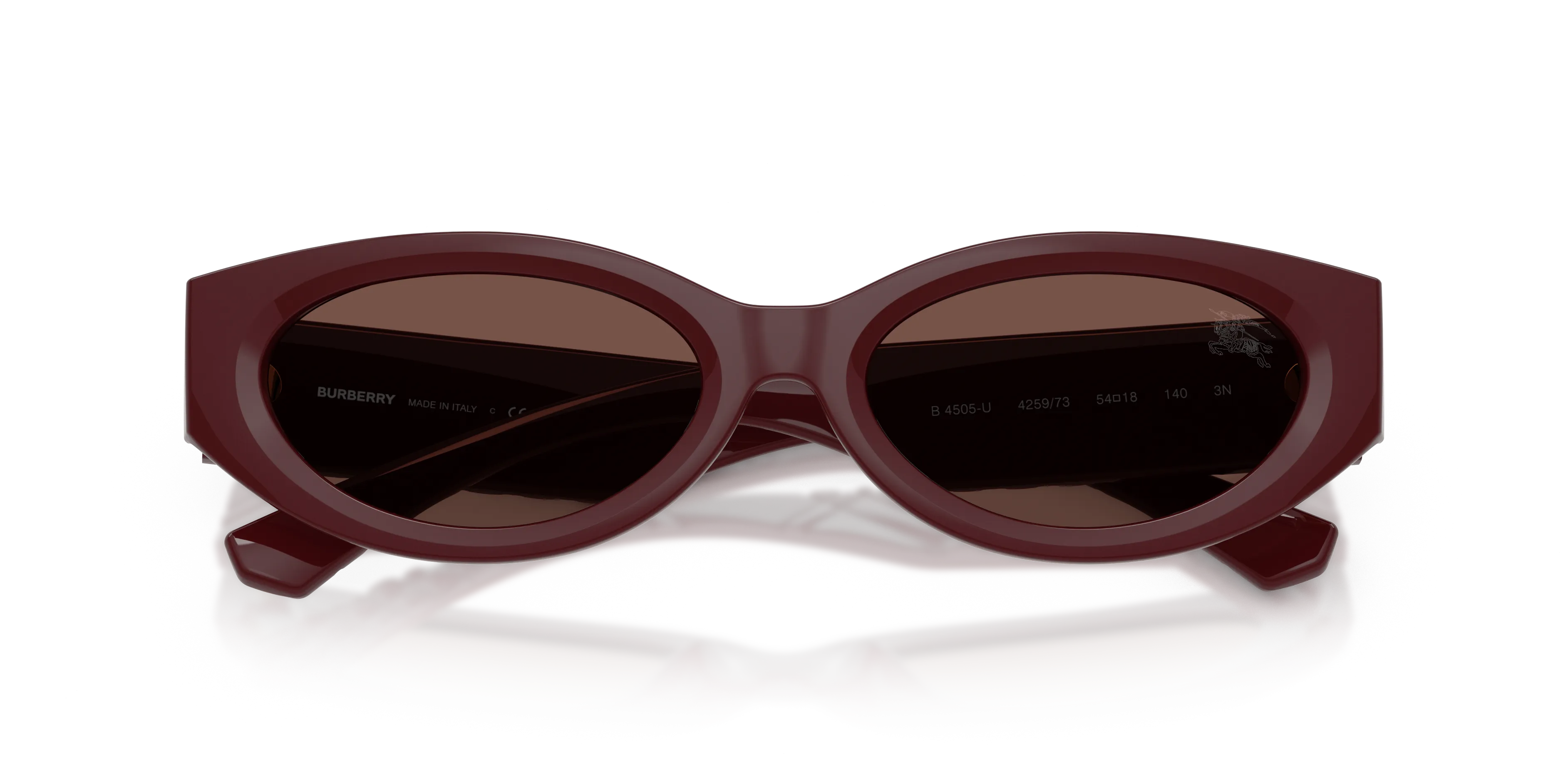 Burberry BE4505U 425973 Occhiali da sole Iniettato Rosso Marrone Rotonda Normale - immagine 2