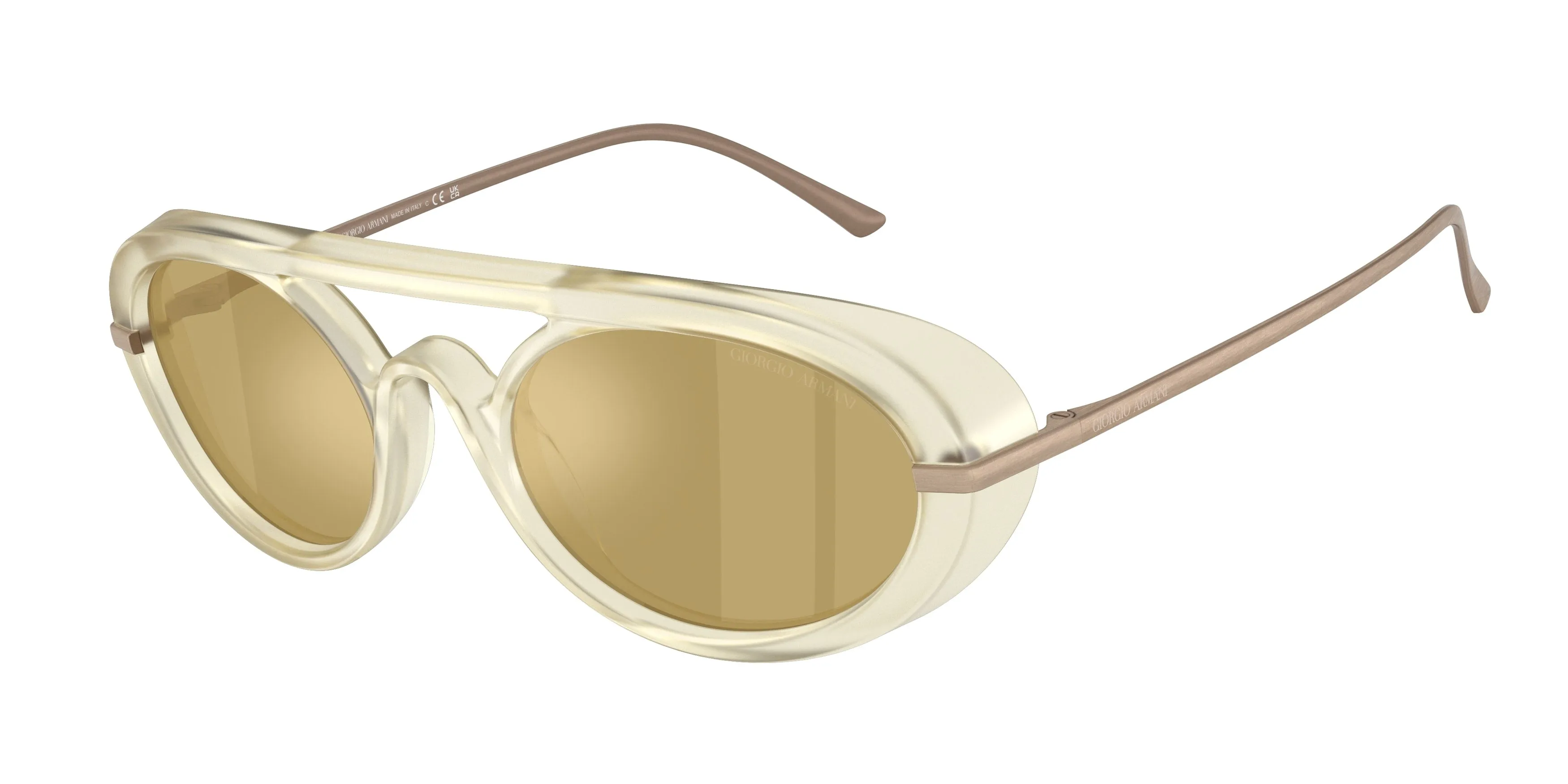 Giorgio Armani AR8256 6409O8 Occhiali da sole Acetato Giallo Giallo Rotonda Specchiate - immagine 1