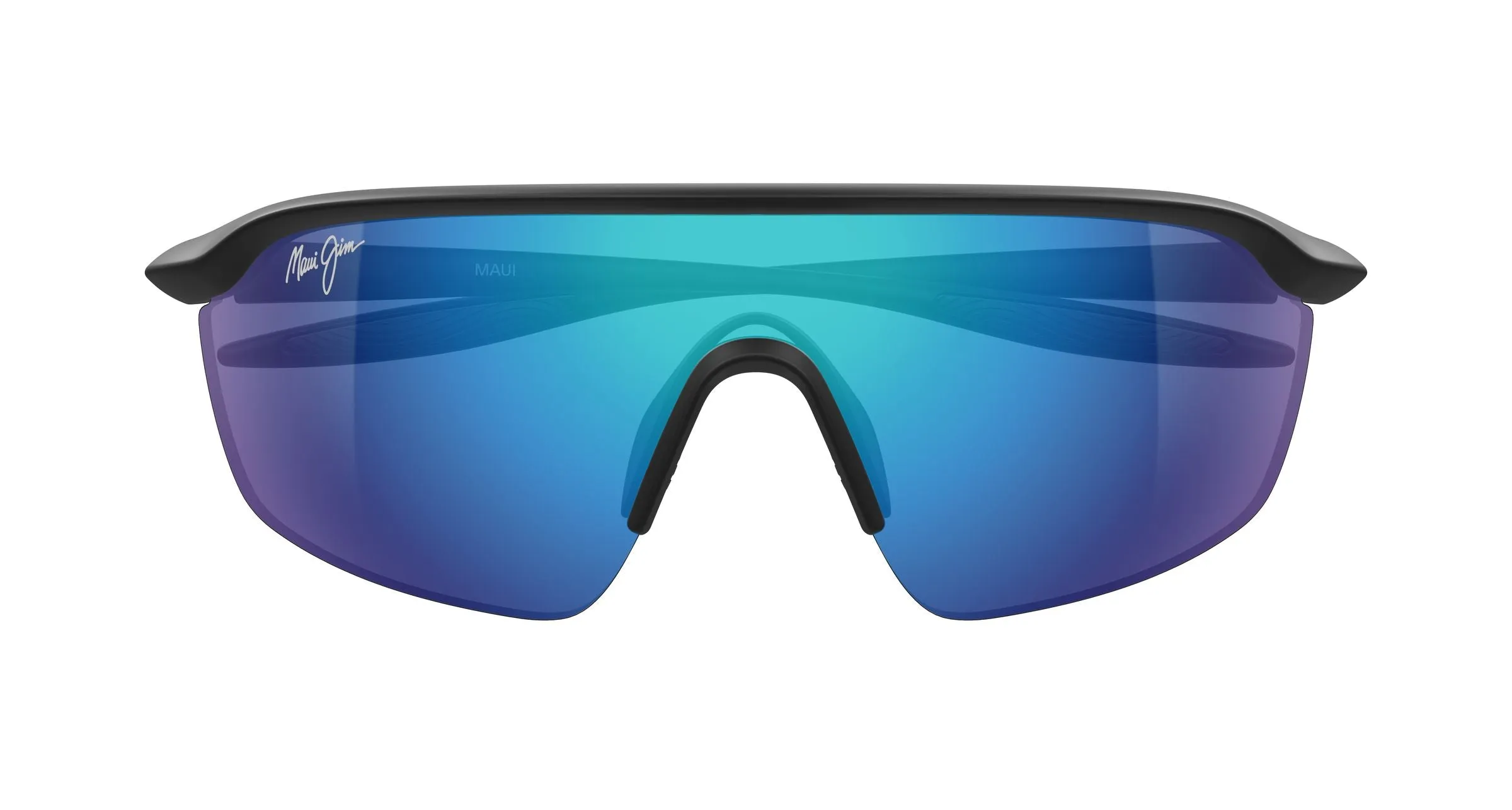 Maui Jim MJ0374S 001 Occhiali da sole Bio-iniettato Nero Blu Avvolgente Polarizzata - immagine 2