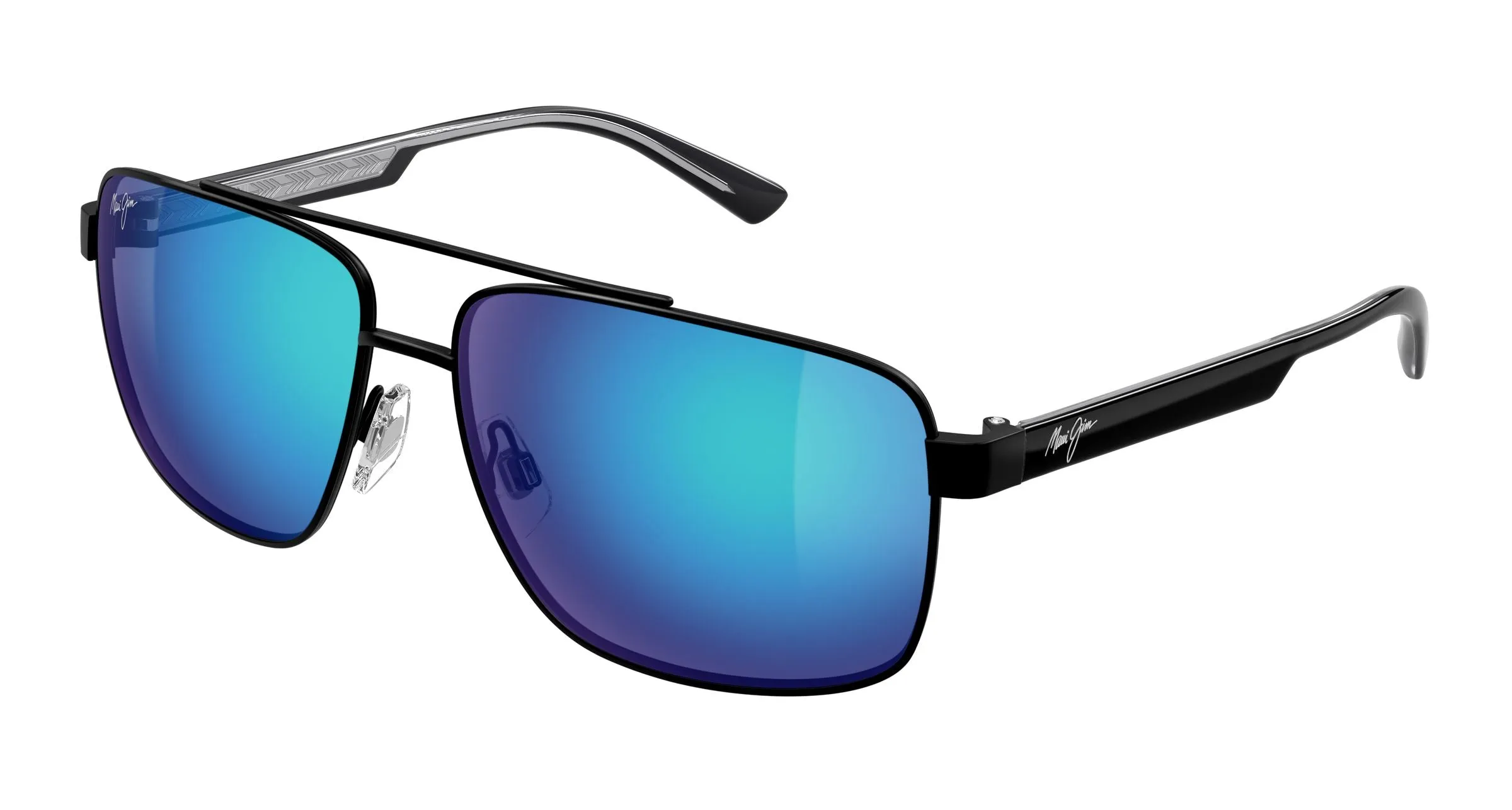 Maui Jim MJ0361S 002 Occhiali da sole Metallo Nero Blu Pilot - immagine 1