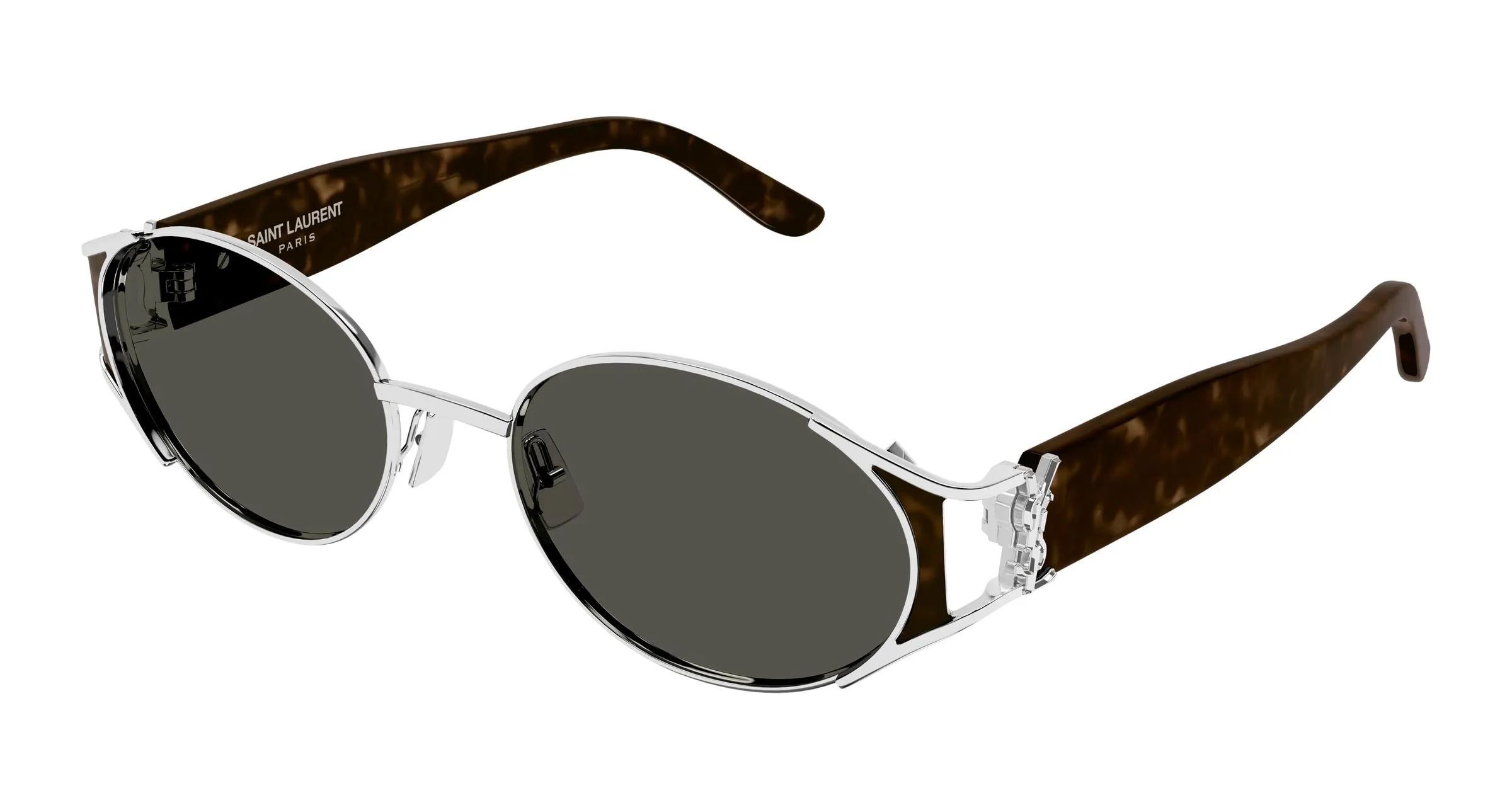 SAINT LAURENT SL M919 002 Occhiali da sole Metallo Argento Grigio Rotonda - immagine 1