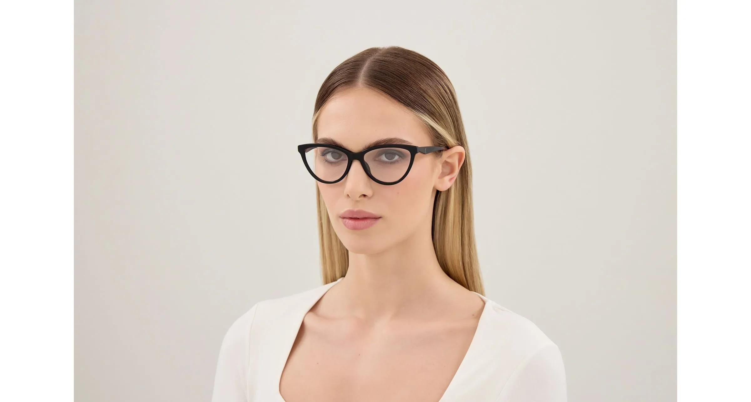 SAINT LAURENT SL M185 001 Montature da vista Acetato Nero Trasparente Cat Eye - immagine 2