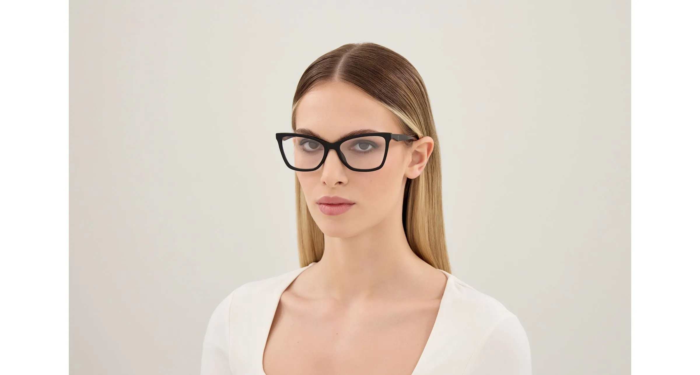 SAINT LAURENT SL M183 001 Montature da vista Acetato Nero Trasparente Cat Eye - immagine 2