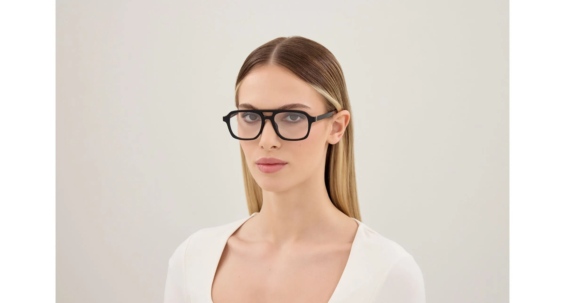 SAINT LAURENT SL M179 001 Montature da vista Acetato Nero Trasparente Pilot - immagine 2