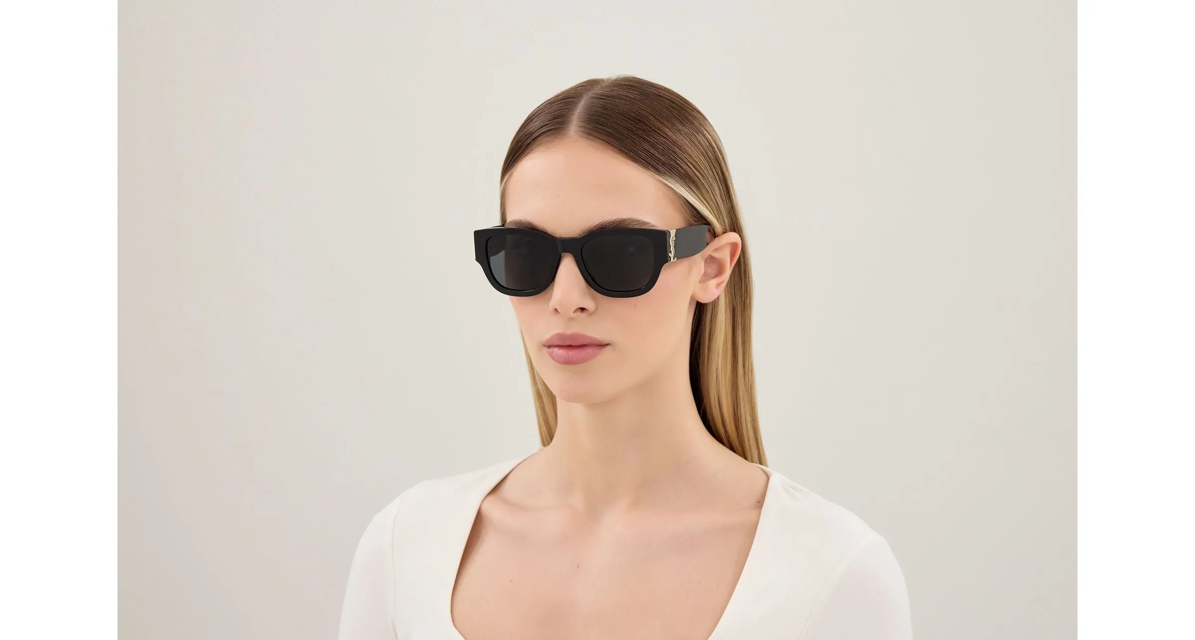 SAINT LAURENT SL M174 001 Occhiali da sole Acetato Nero Nero Cat Eye - immagine 3