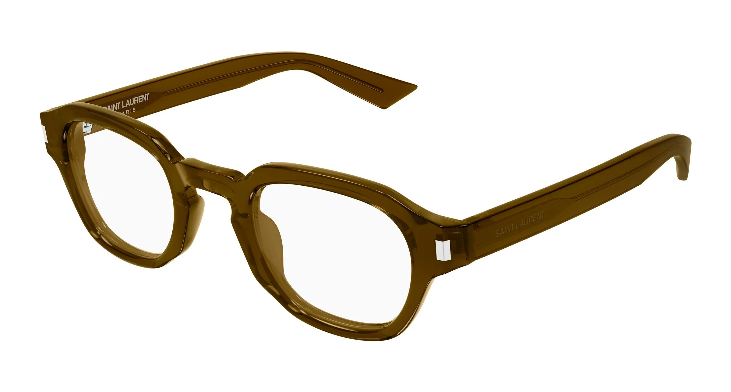 SAINT LAURENT SL 946 OPT 003 Montature da vista Acetato Marrone Trasparente Rotonda - immagine 1