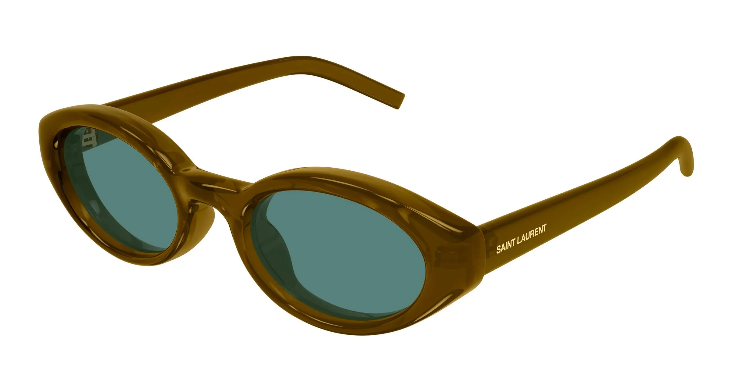 SAINT LAURENT SL 567 PLUMP 003 Occhiali da sole Bio-iniettato Marrone Verde Cat Eye - immagine 1