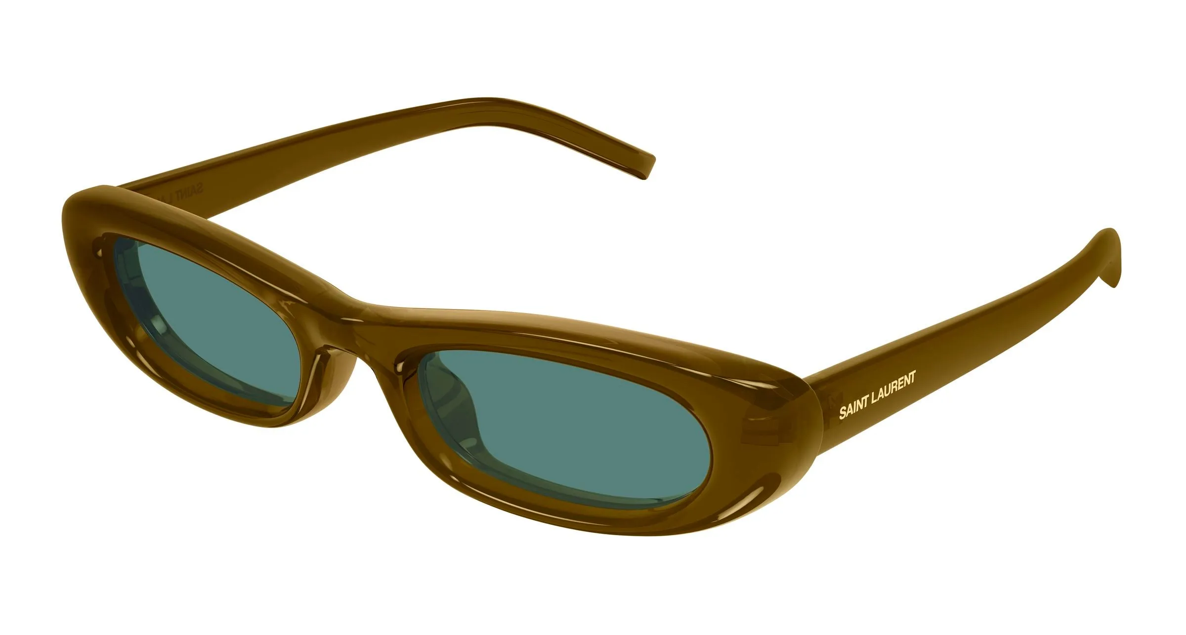 SAINT LAURENT SL 557 SHADE PLUMP 003 Occhiali da sole Bio-iniettato Marrone Verde Squadrata - immagine 1