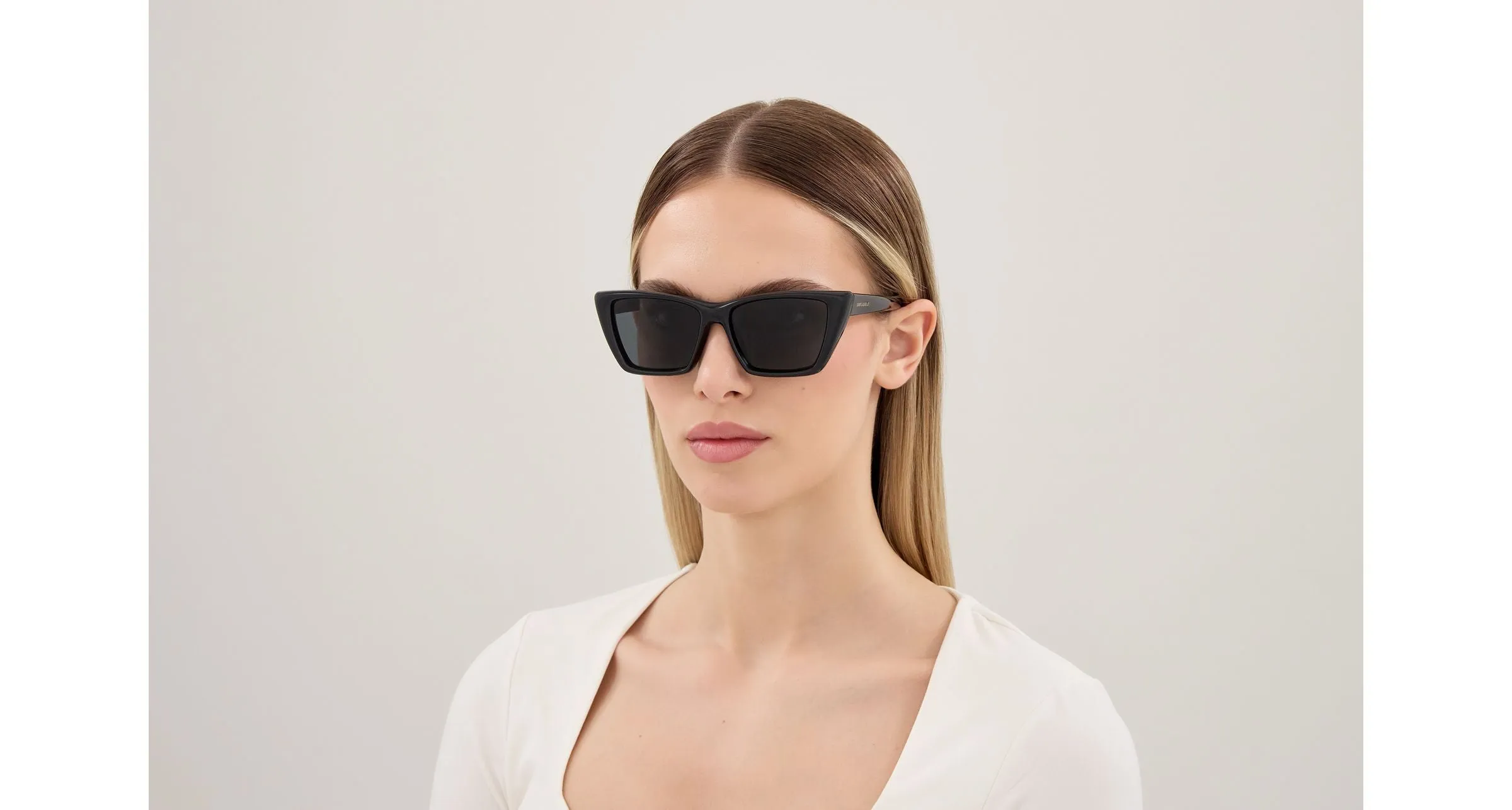 SAINT LAURENT SL 276 MICA PLUMP 001 Occhiali da sole Bio-iniettato Nero Nero Cat Eye - immagine 3