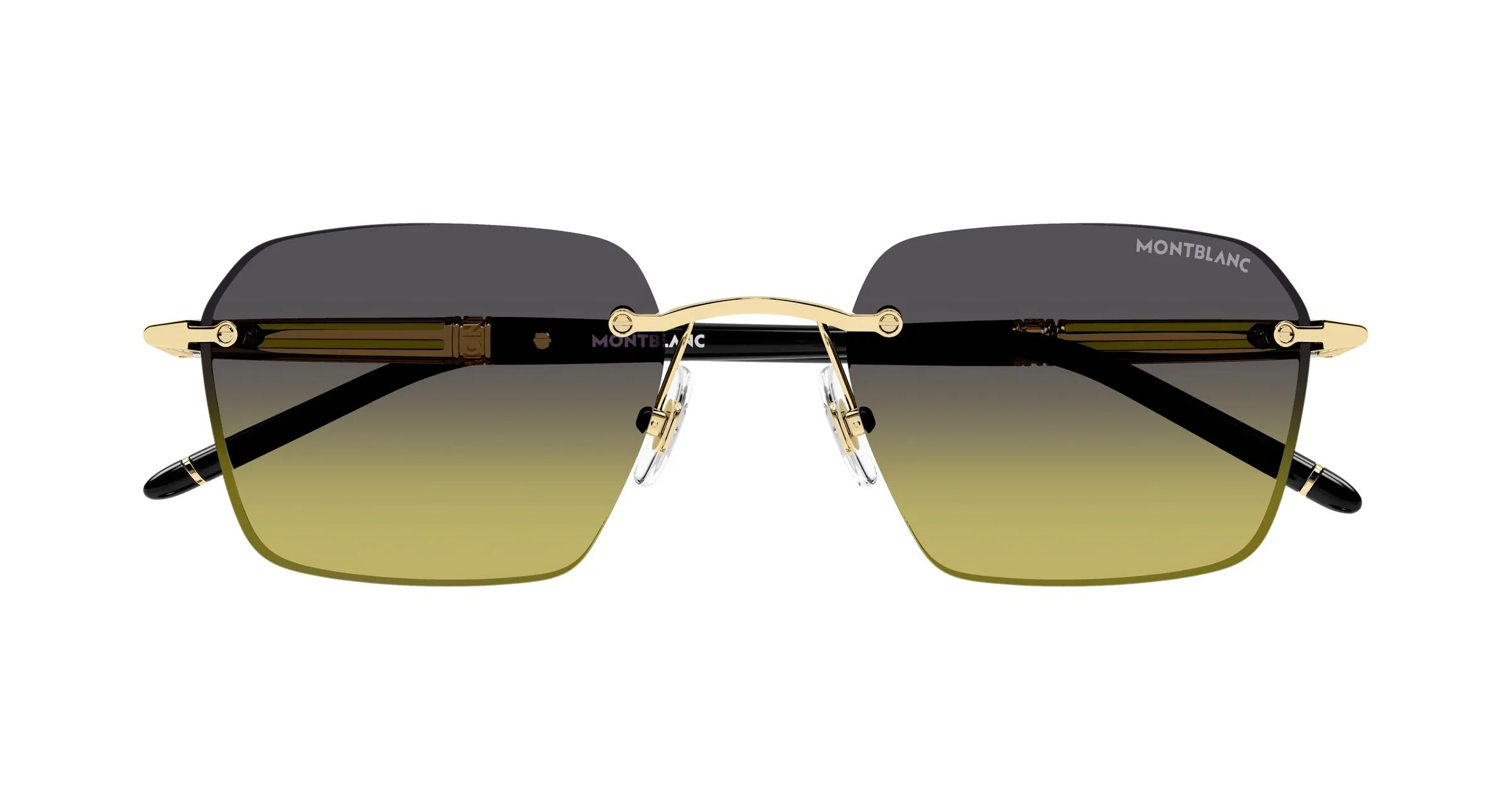 Montblanc MB0526S 004 Occhiali da sole Metallo Oro Grigio Squadrata Sfumato - immagine 2