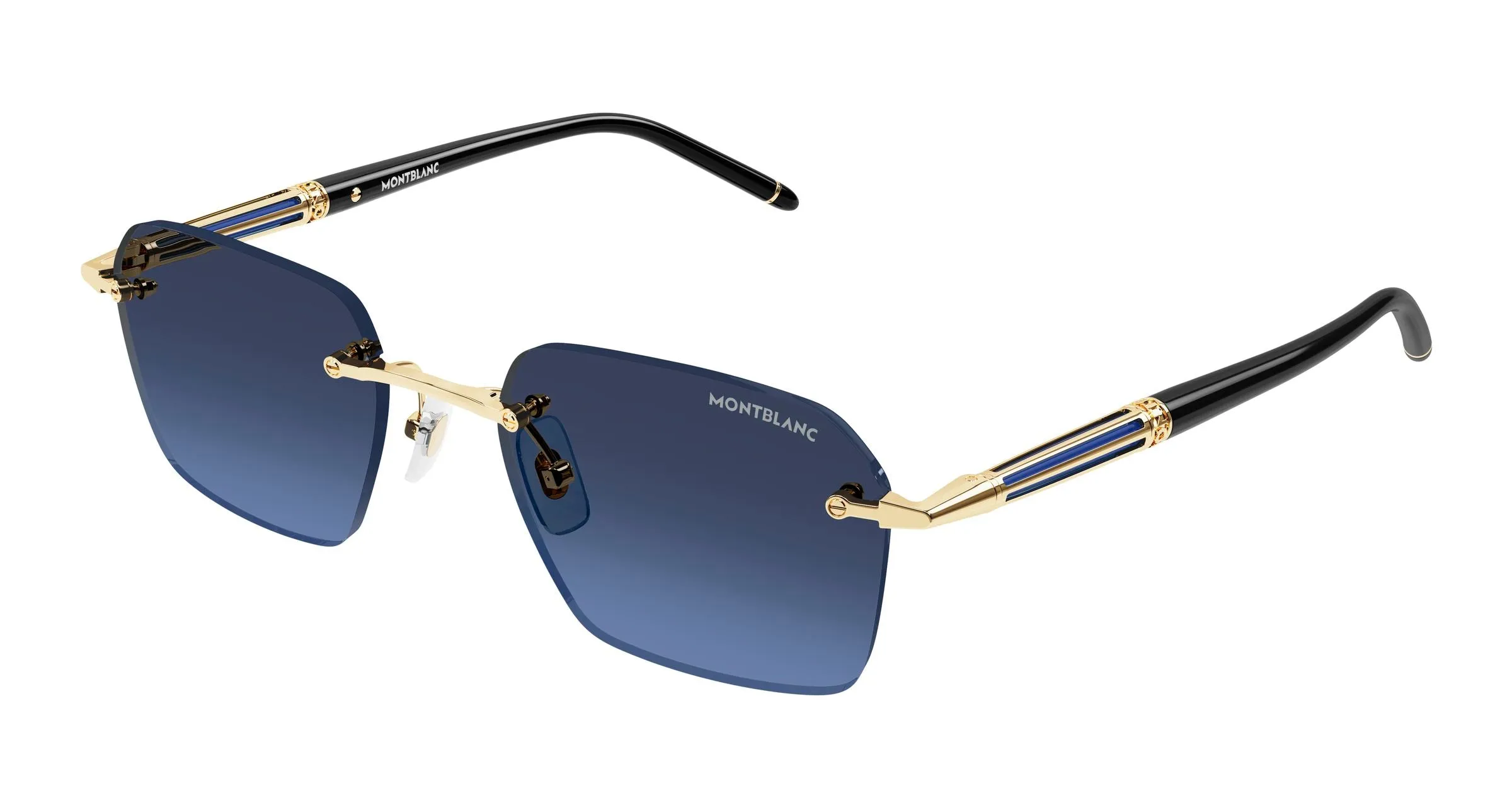 Montblanc MB0526S 003 Occhiali da sole Metallo Oro Blu Squadrata Sfumato - immagine 1