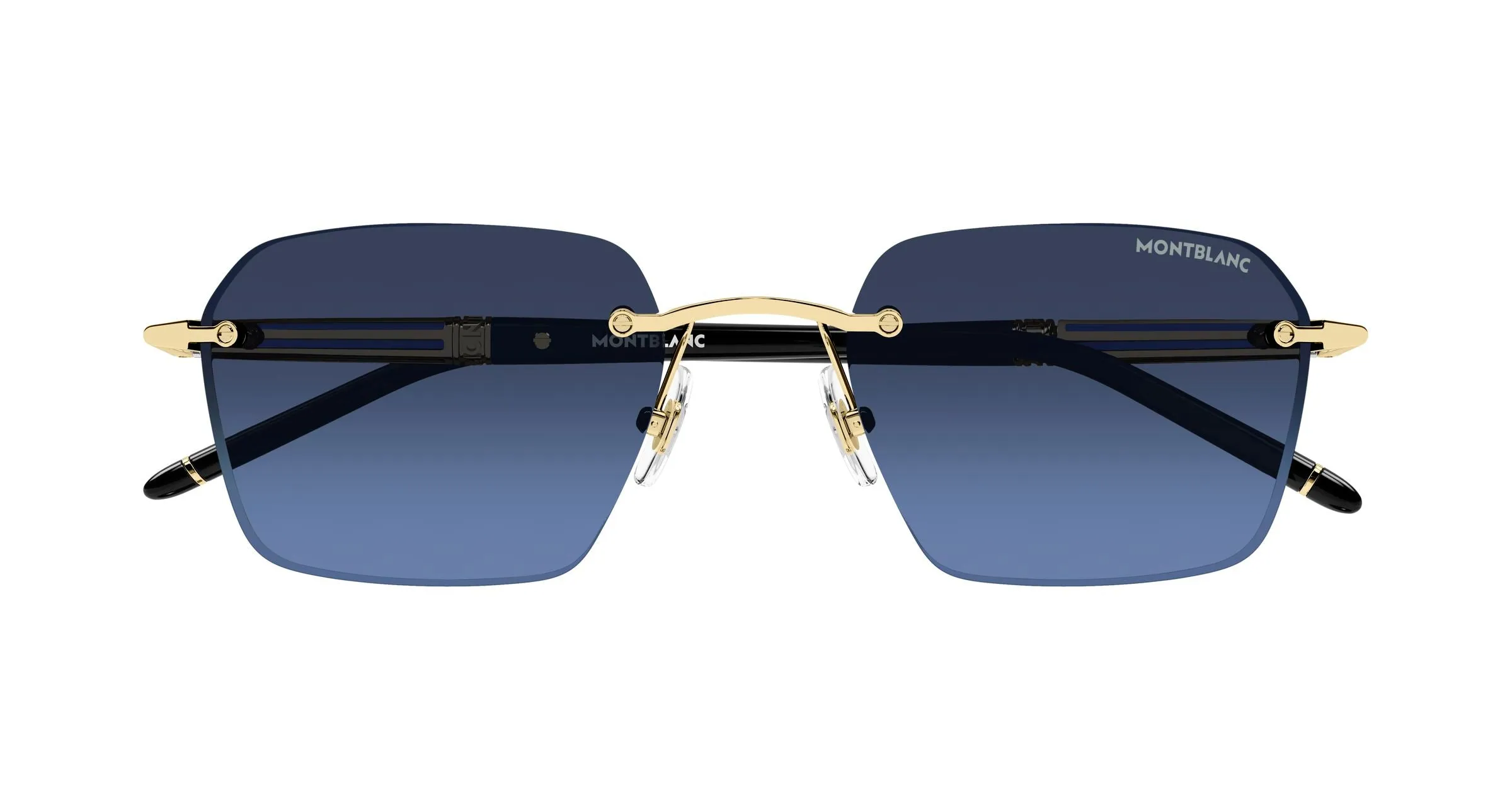 Montblanc MB0526S 003 Occhiali da sole Metallo Oro Blu Squadrata Sfumato - immagine 2
