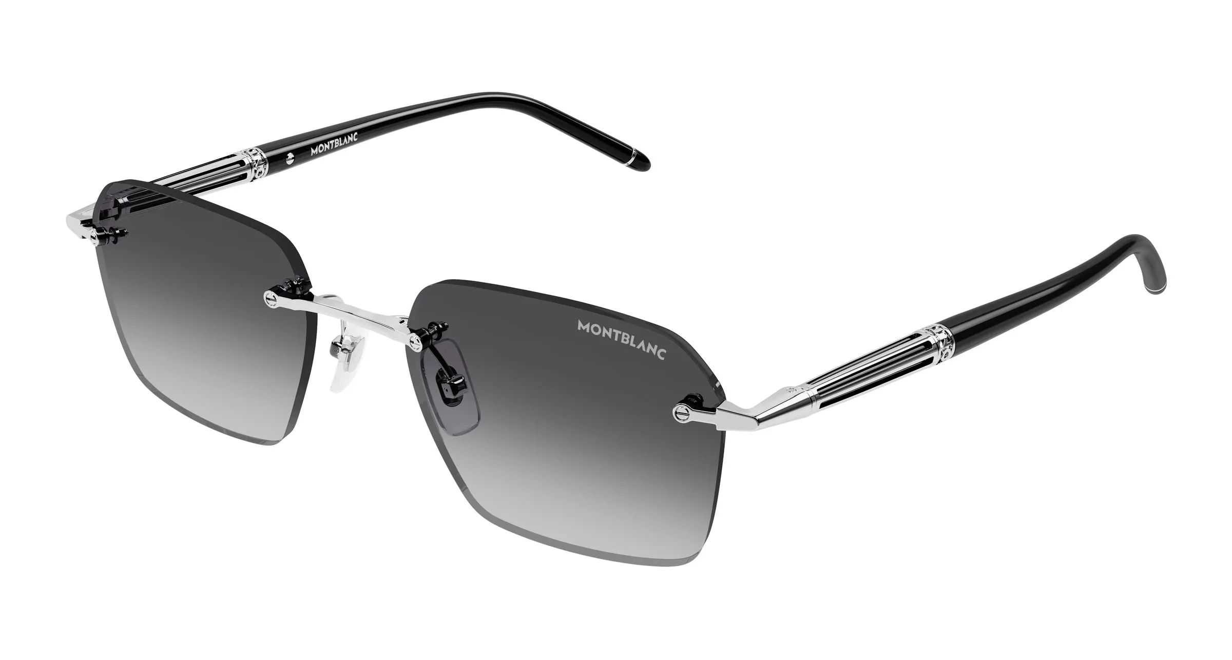 Montblanc MB0526S 001 Occhiali da sole Metallo Argento Grigio Squadrata Sfumato - immagine 1