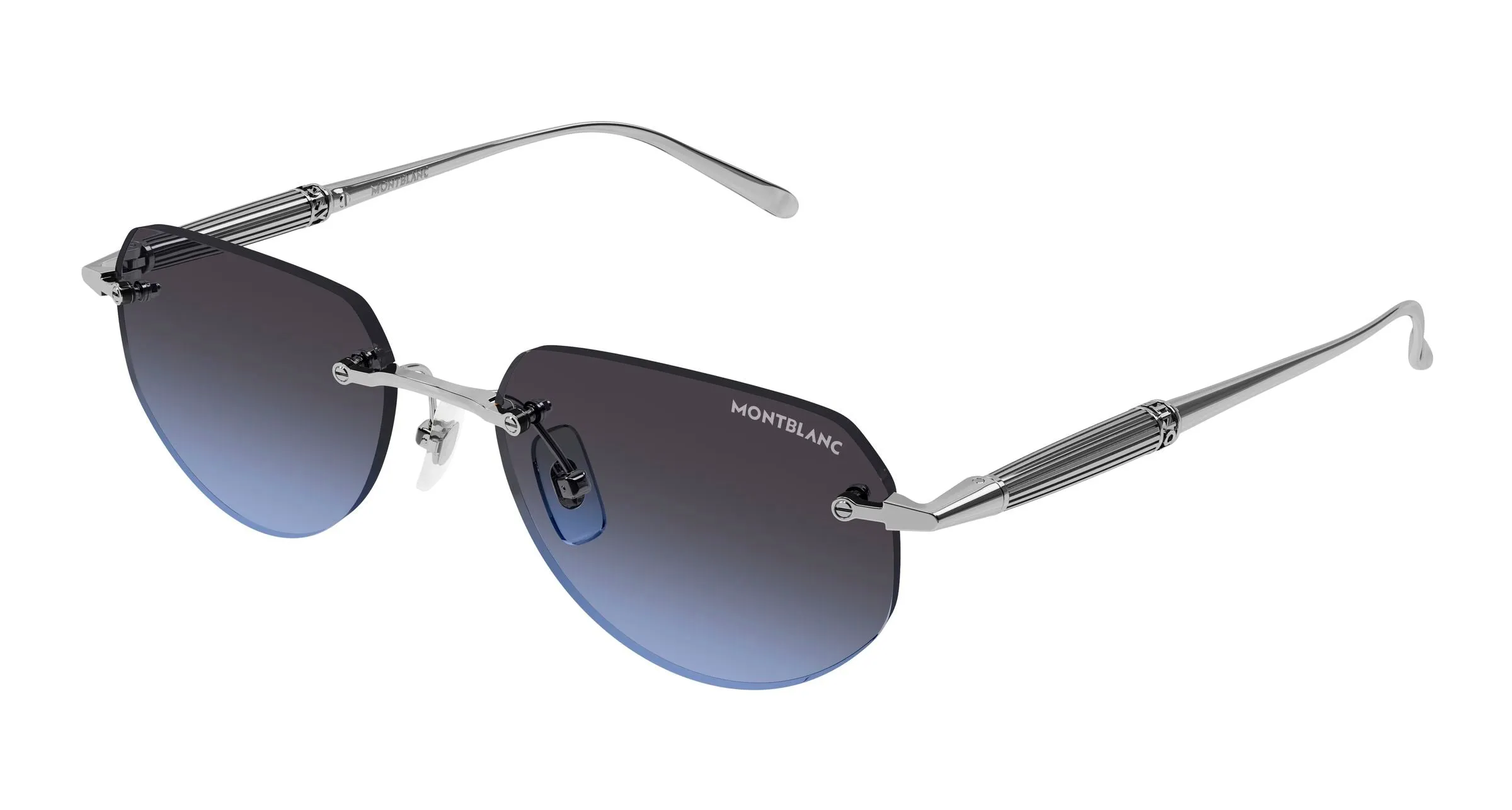 Montblanc MB0525S 003 Occhiali da sole Metallo Rutenio Grigio Geometrica Sfumato - immagine 1
