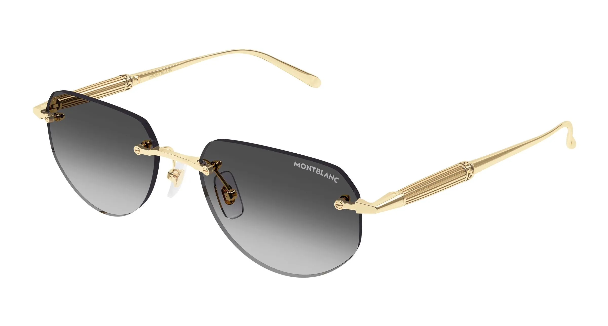 Montblanc MB0525S 001 Occhiali da sole Metallo Oro Grigio Geometrica Sfumato - immagine 1